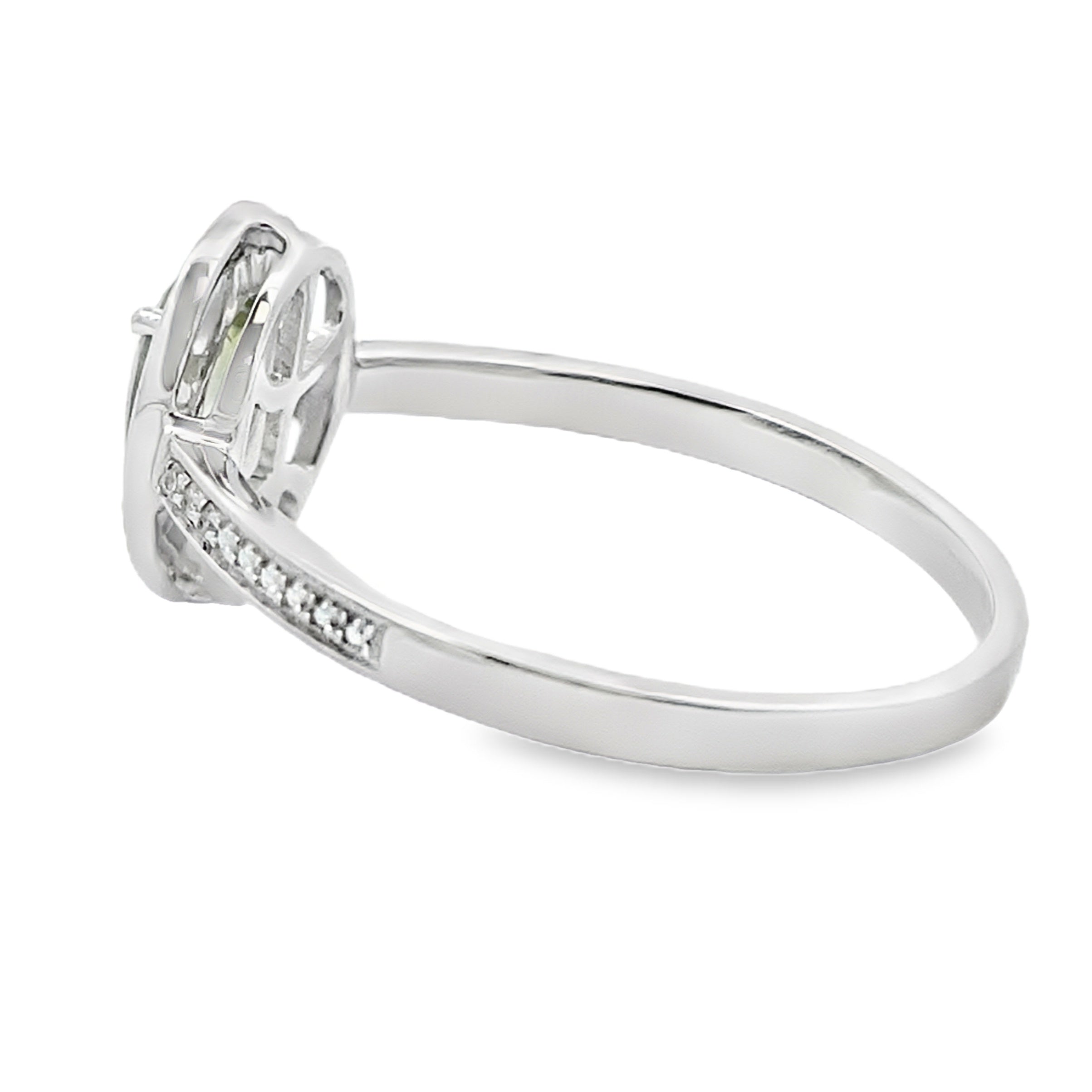 Natural .50ct Peridot Diamond Ring 10KT White Gold by Bids.com