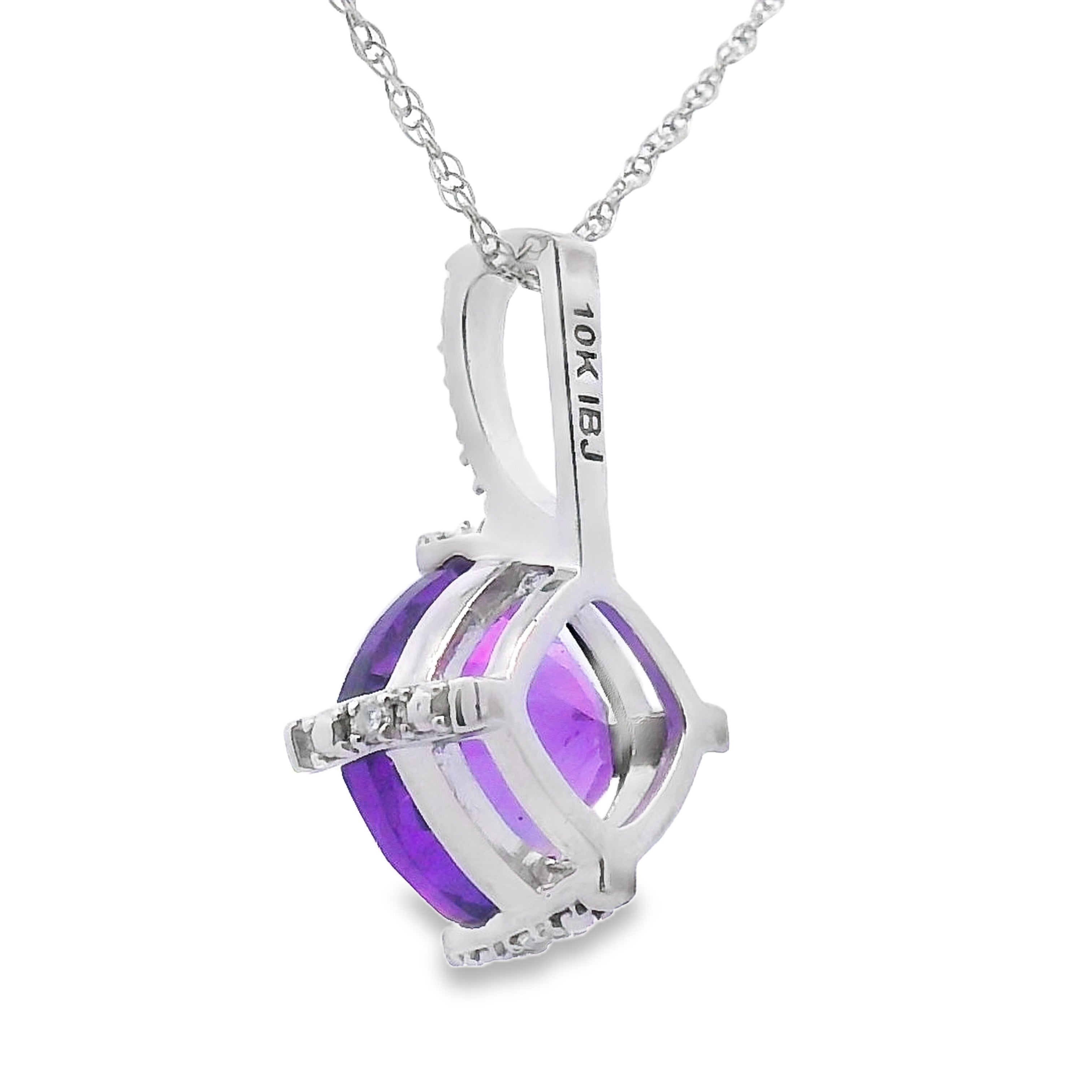 Amethyst Diamond Fashion Pendants 10KT White Gold by Bids.com