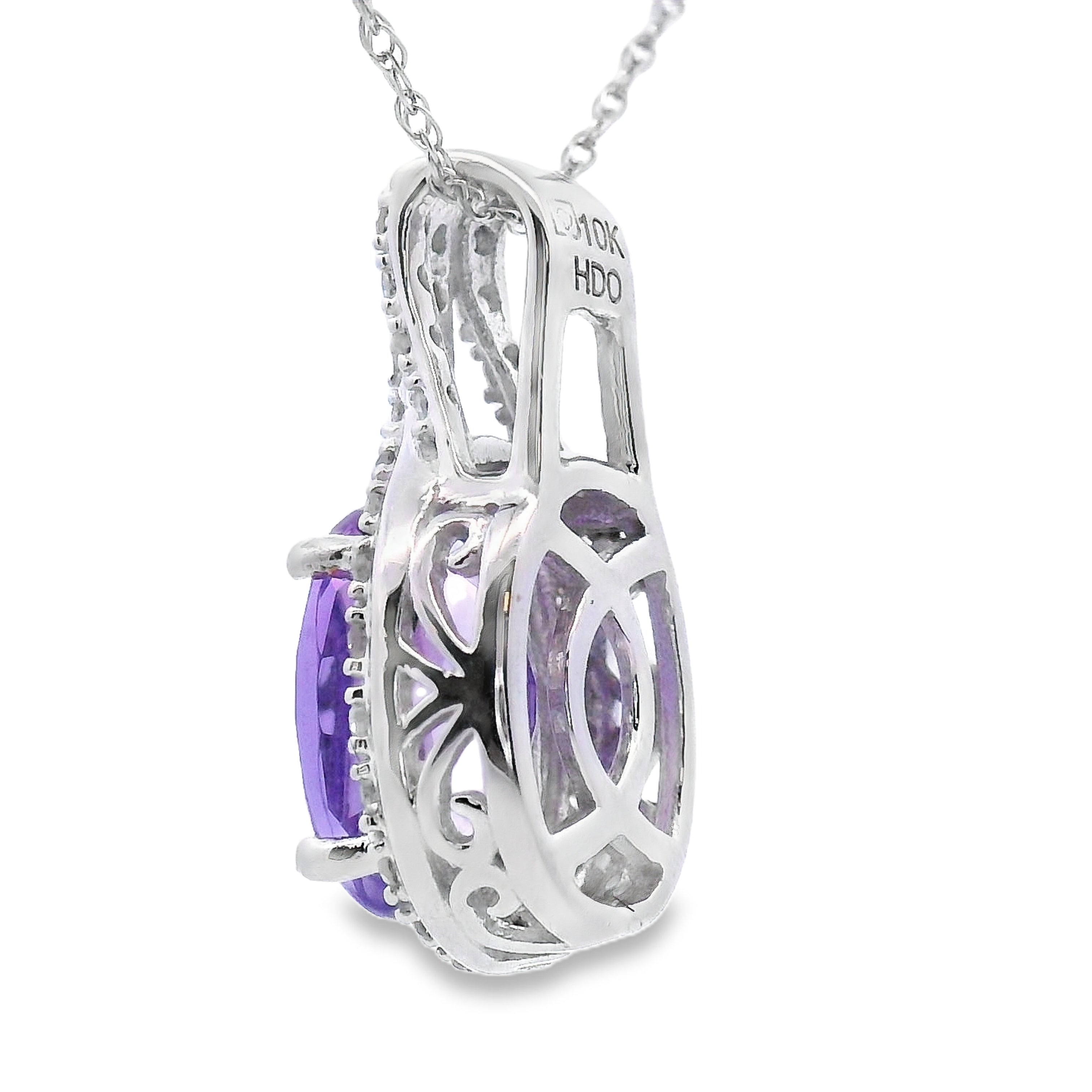 Amethyst Diamond Fashion Pendants 10KT White Gold by Bids.com