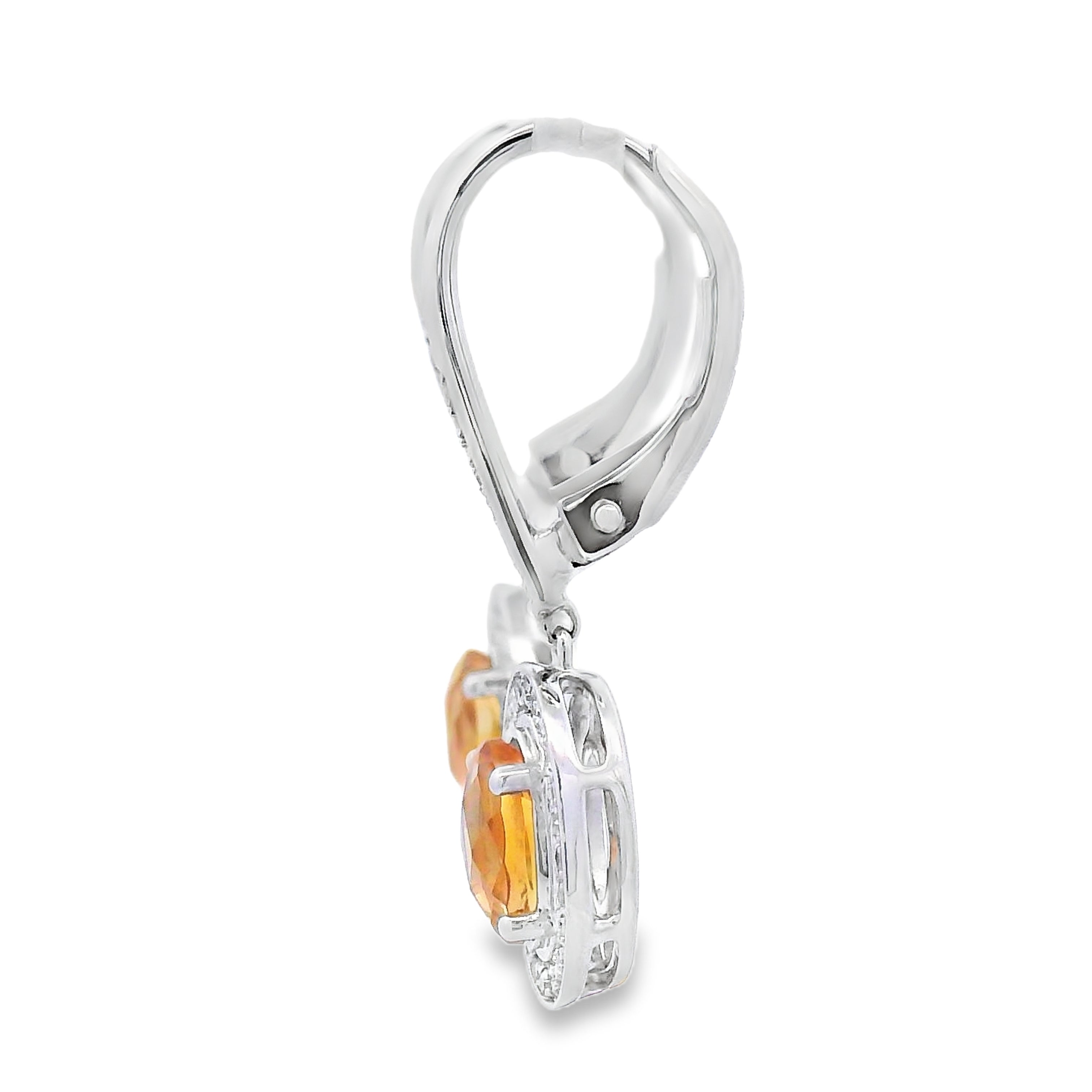 1.04ct Citrine Diamond Dangle Earrings 10KT White Gold by Bids.com