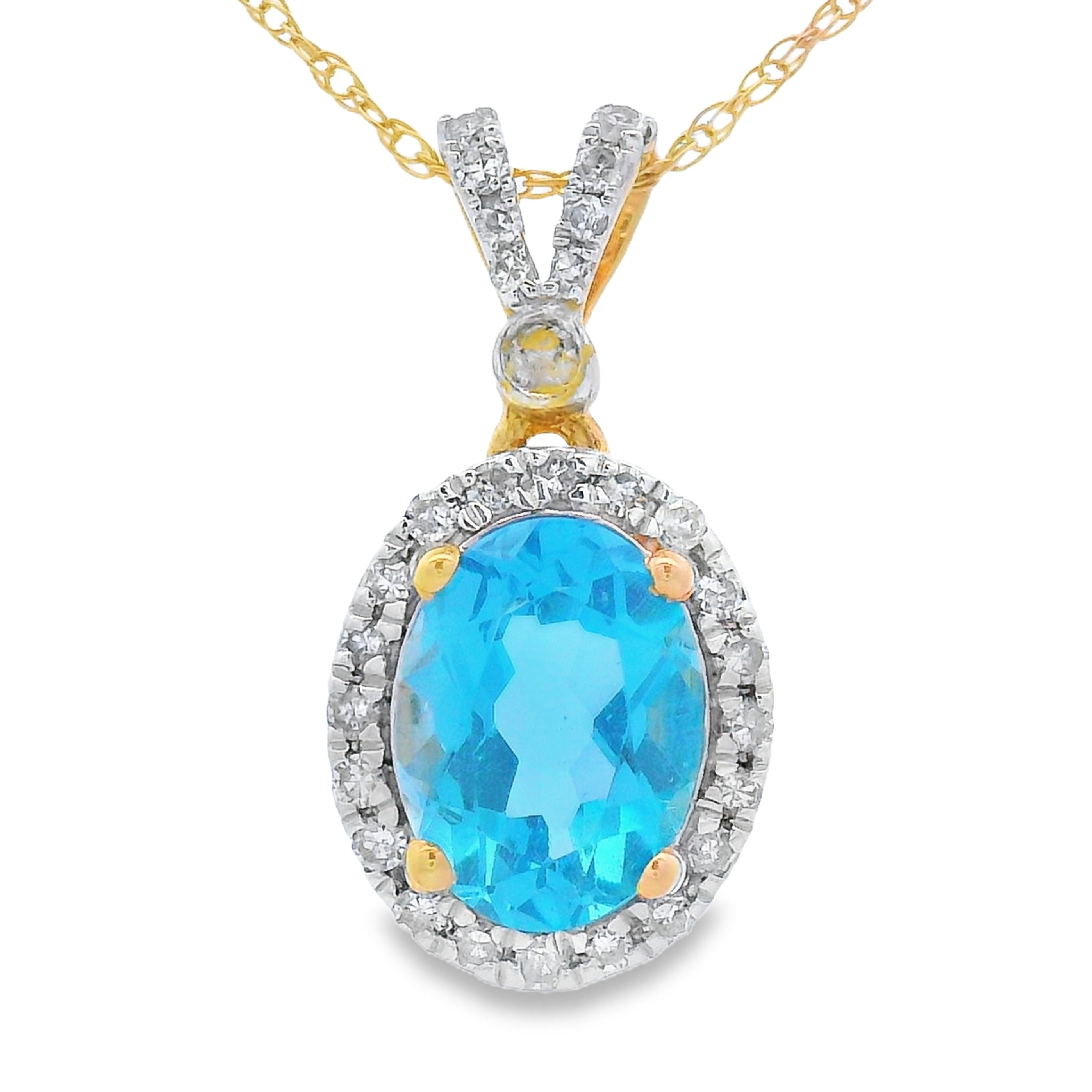 Blue Topaz Diamond Fashion Pendants 14KT Yellow Gold by Bids.com