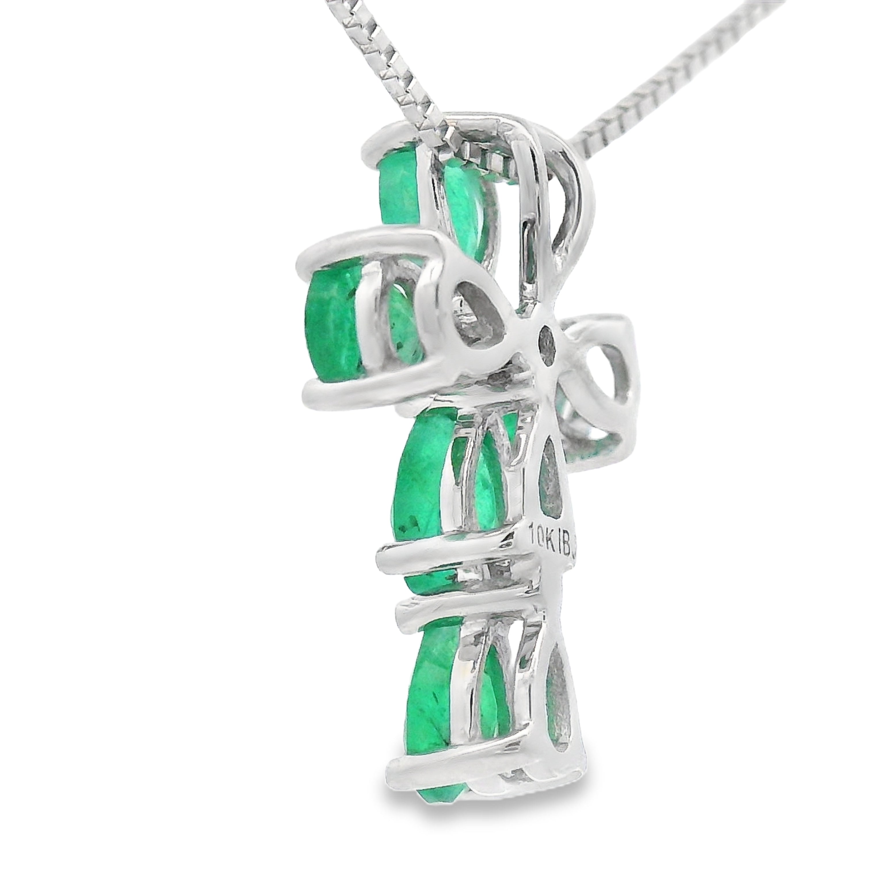 Emerald Diamond Cross Religious Pendant 10KT White Gold by Bids.com