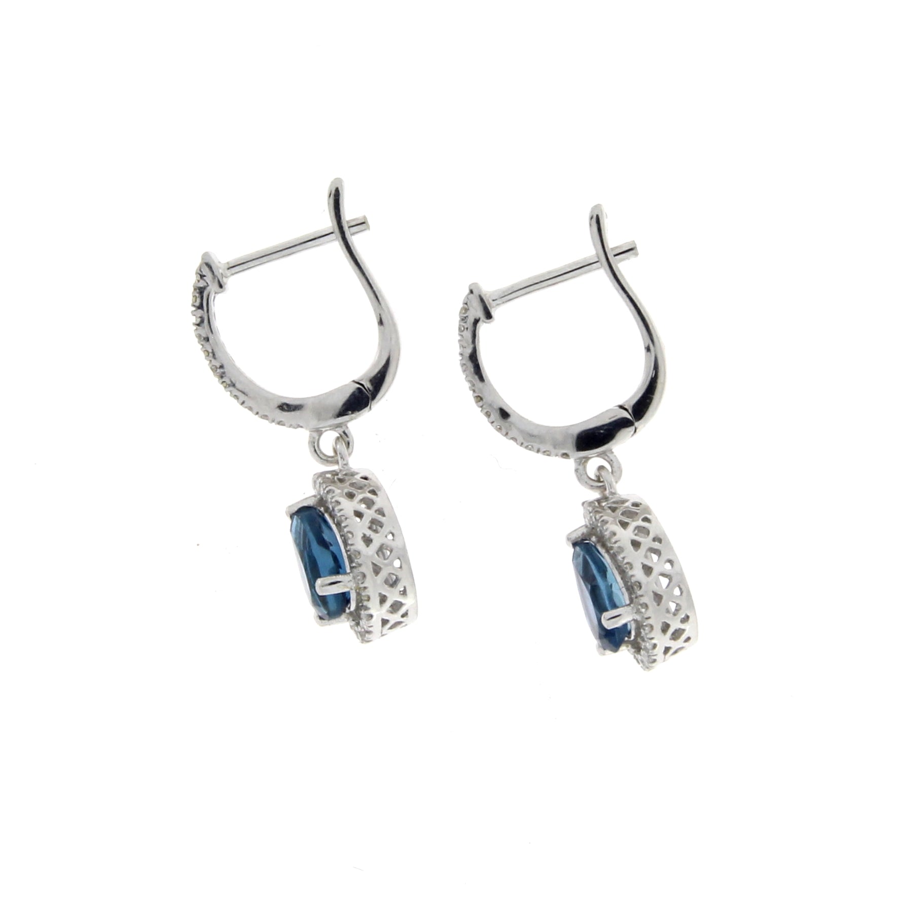 .88ct London Blue Topaz Dangle Earrings 14KT White Gold by Bids.com