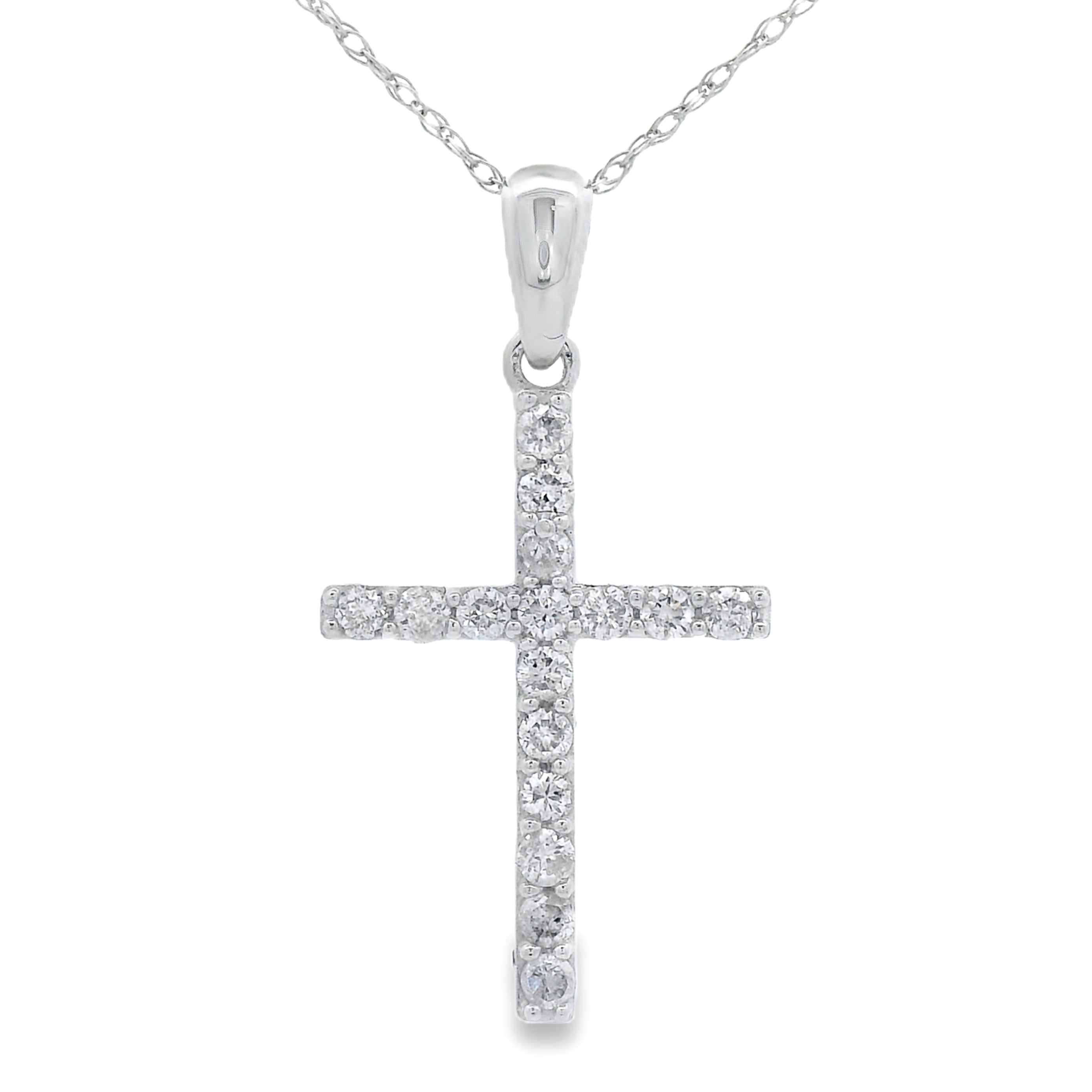 .25ct Diamond Cross Religious Pendant 14KT White Gold by Bids.com