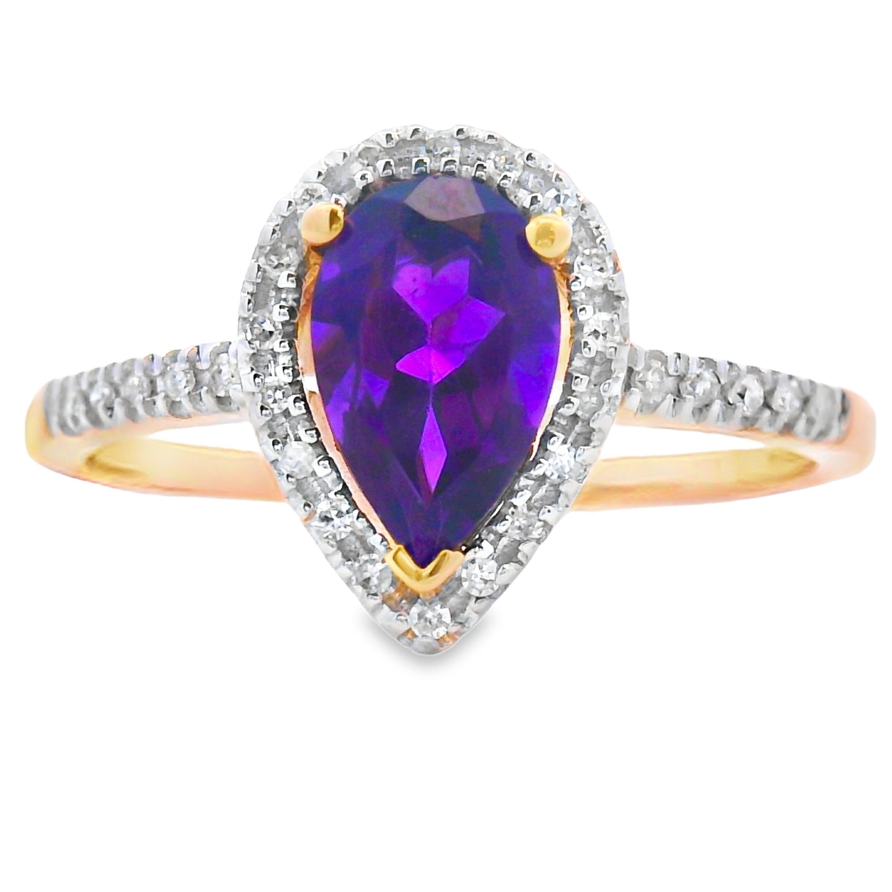 Natural .98ct Amethyst Diamond Ring 14KT Yellow Gold by Bids.com
