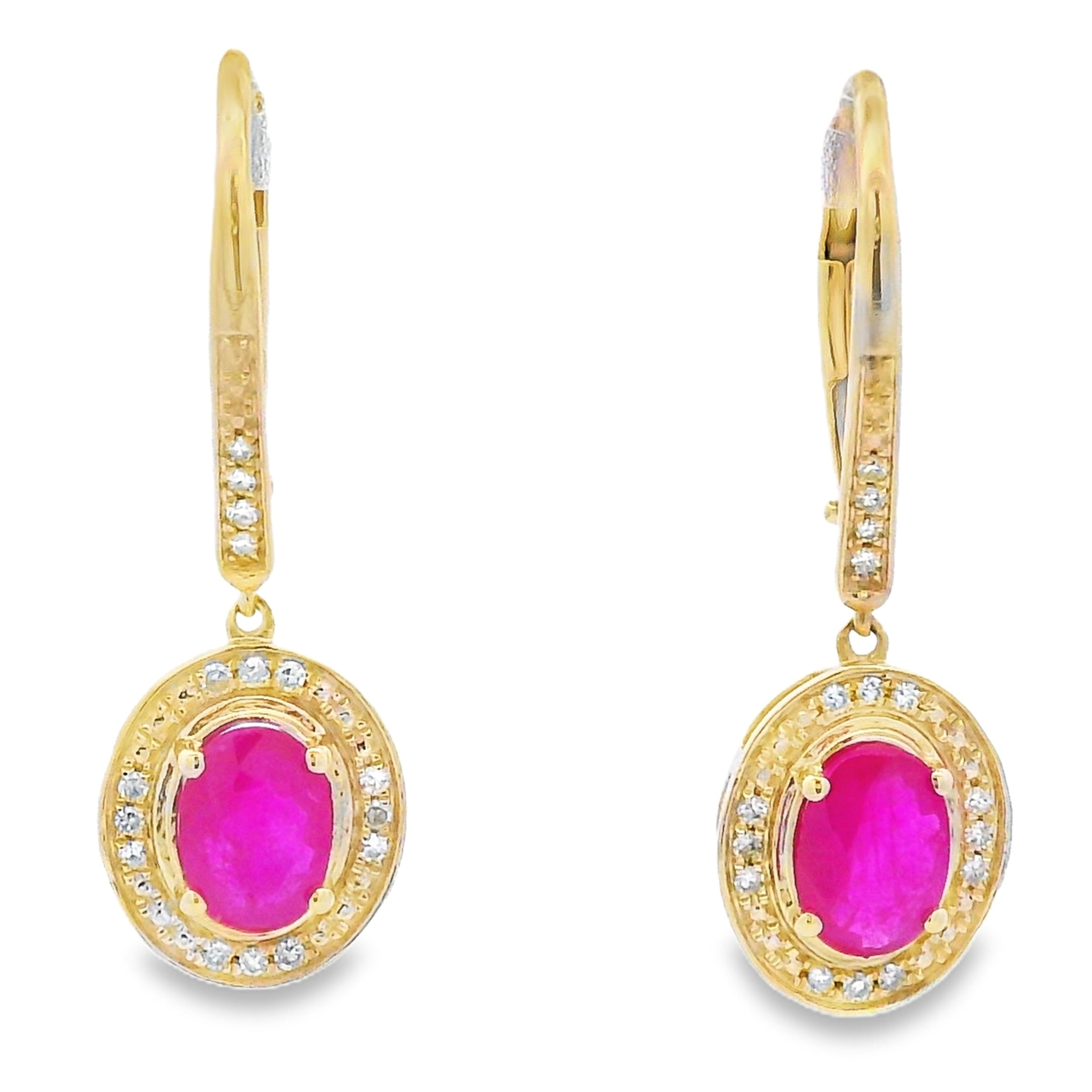 1.28ct Ruby Diamond Dangle Earrings 10KT Yellow Gold by Bids.com