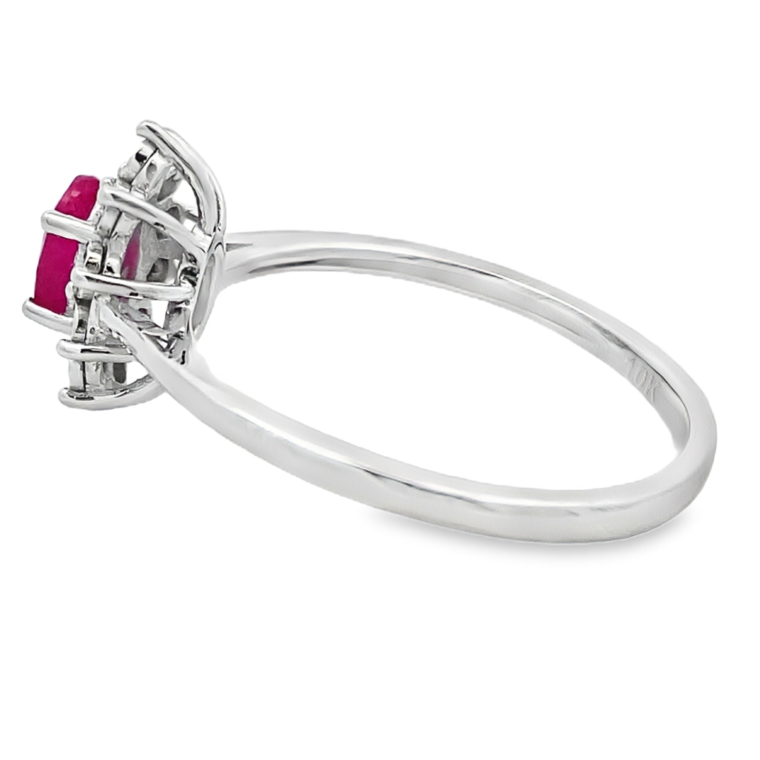 Genuine .63ct Ruby Diamond Ring 10KT White Gold by Bids.com