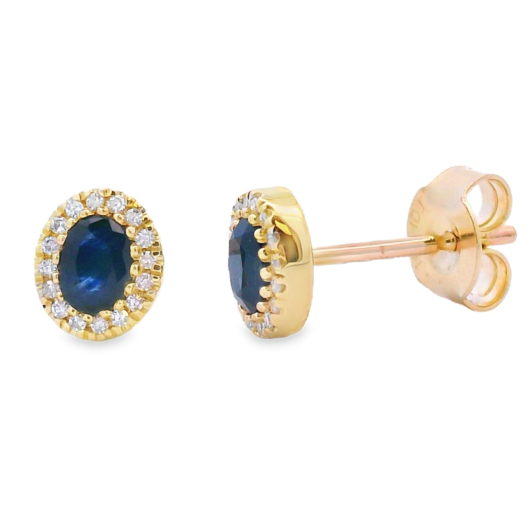 .54ct Sapphire Diamond Stud Earrings 10KT Yellow Gold by Bids.com