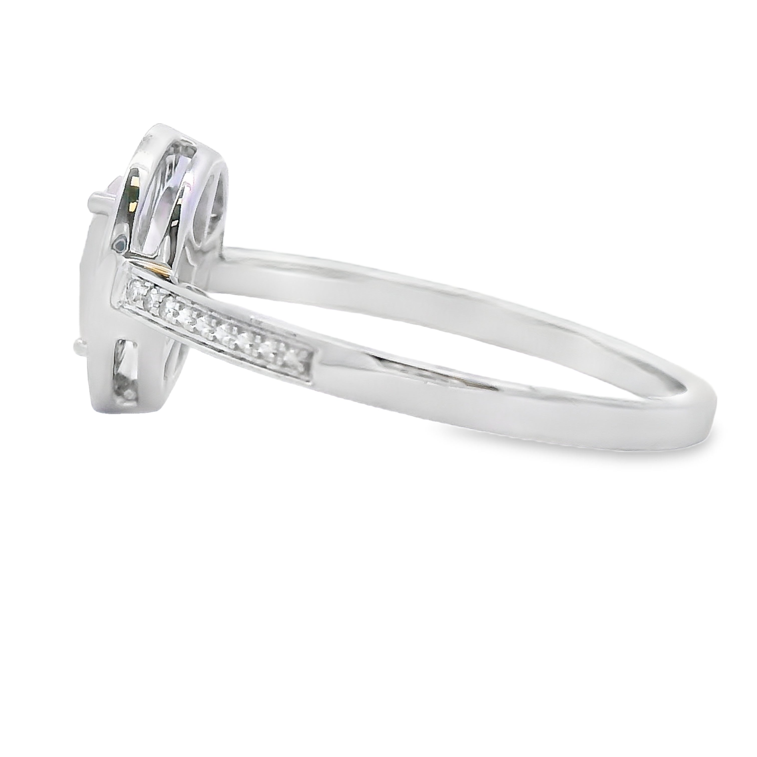Genuine .44ct Rose Quartz Diamond Ring 10KT White Gold by Bids.com