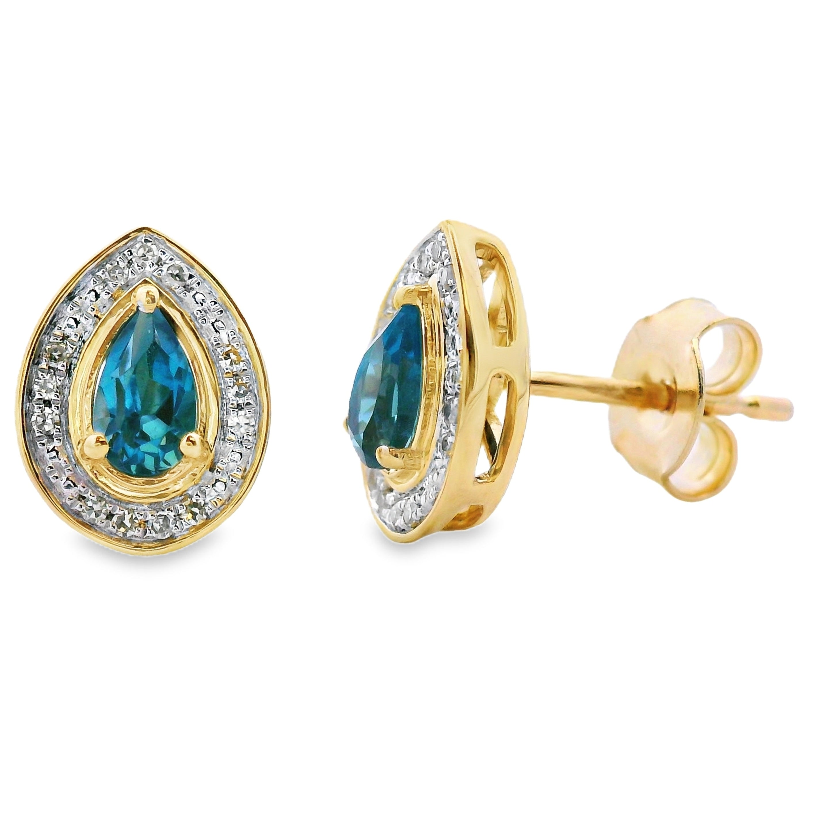 .57ct London Blue Topaz Stud Earrings 10KT Yellow Gold by Bids.com