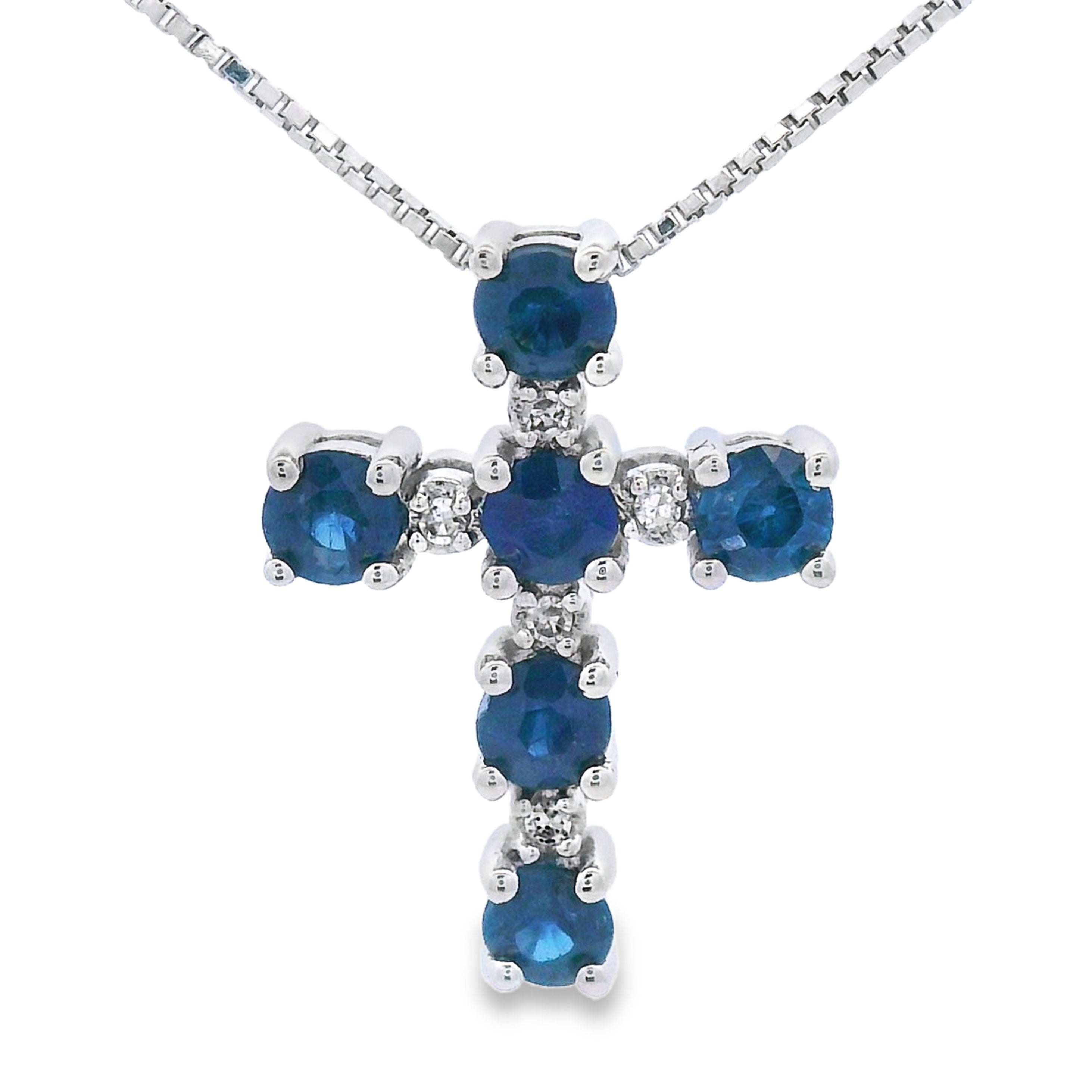 .32ct Sapphire Cross Religious Pendant 10KT White Gold by Bids.com