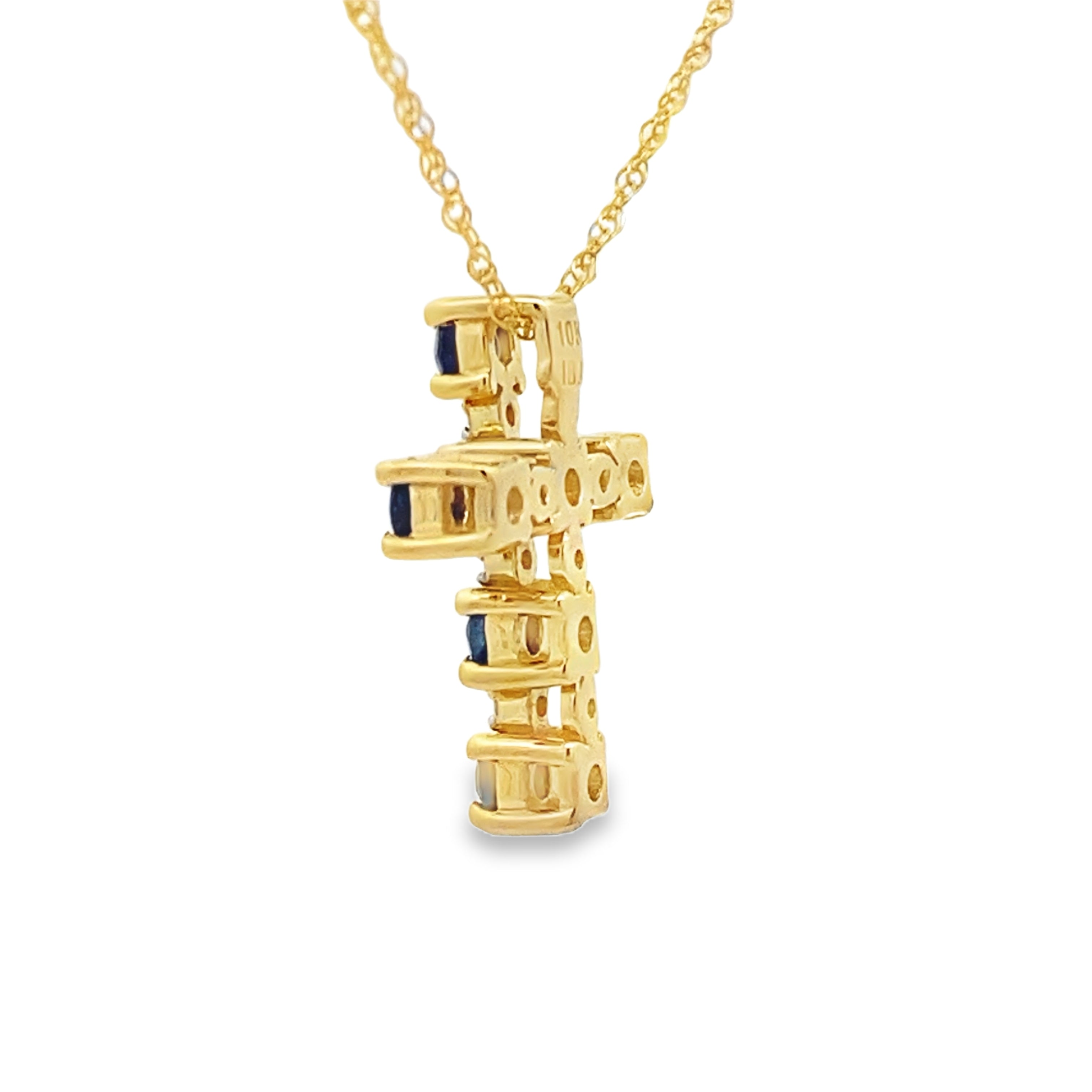 .32ct Sapphire Cross Religious Pendant 10KT Yellow Gold by Bids.com