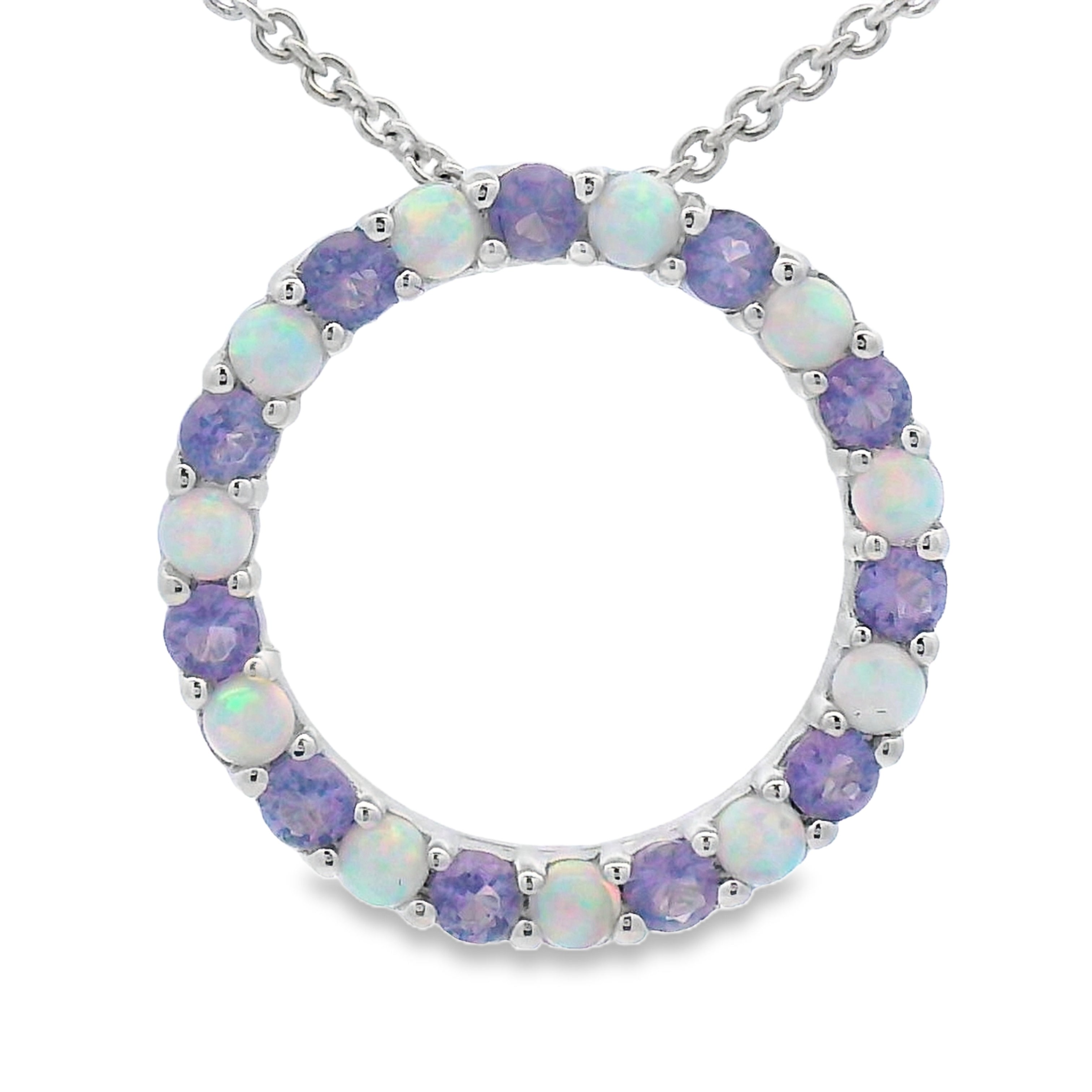 Created Opal Circle of Love Pendant Sterling Silver by Bids.com
