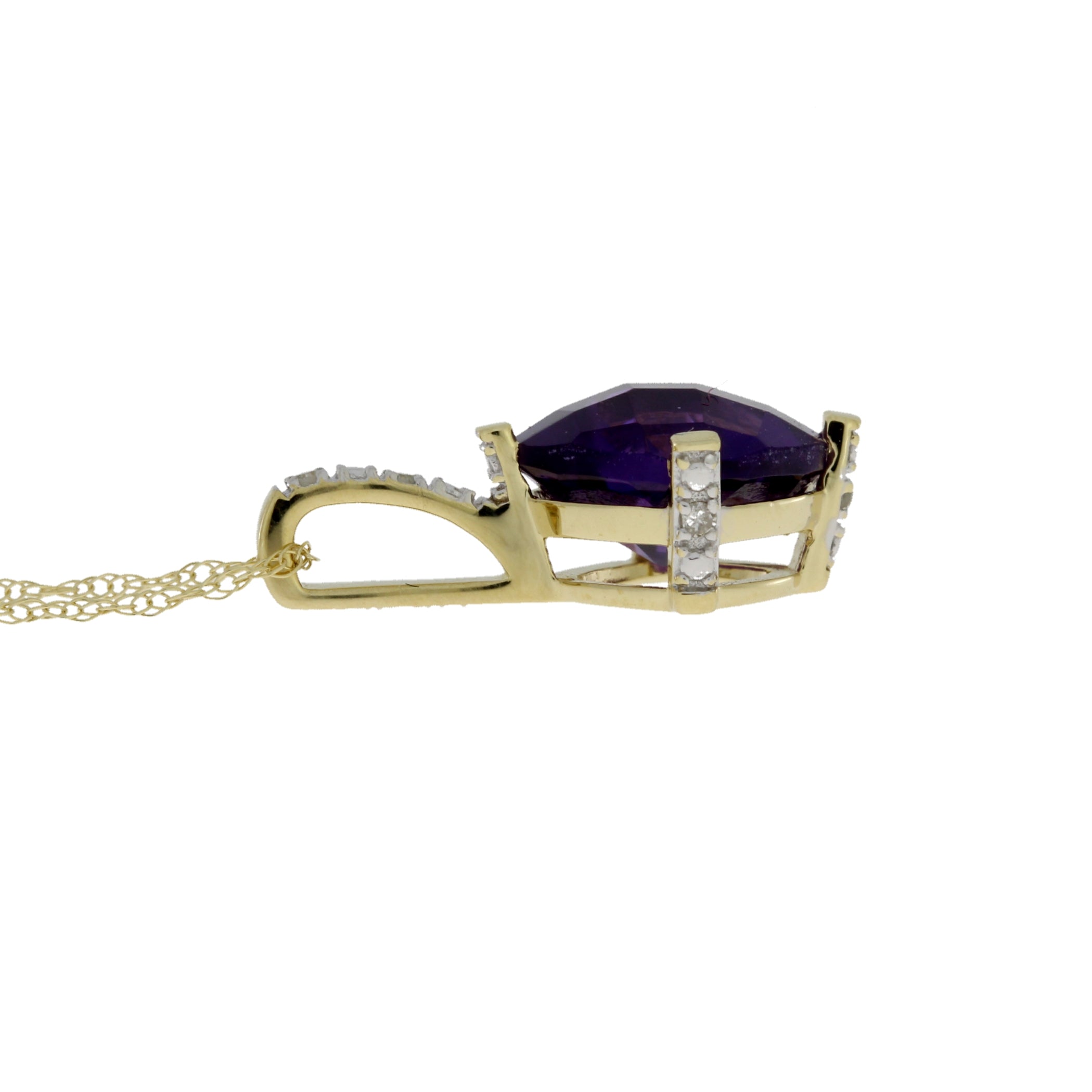 Amethyst Diamond Fashion Pendants 10KT Yellow Gold