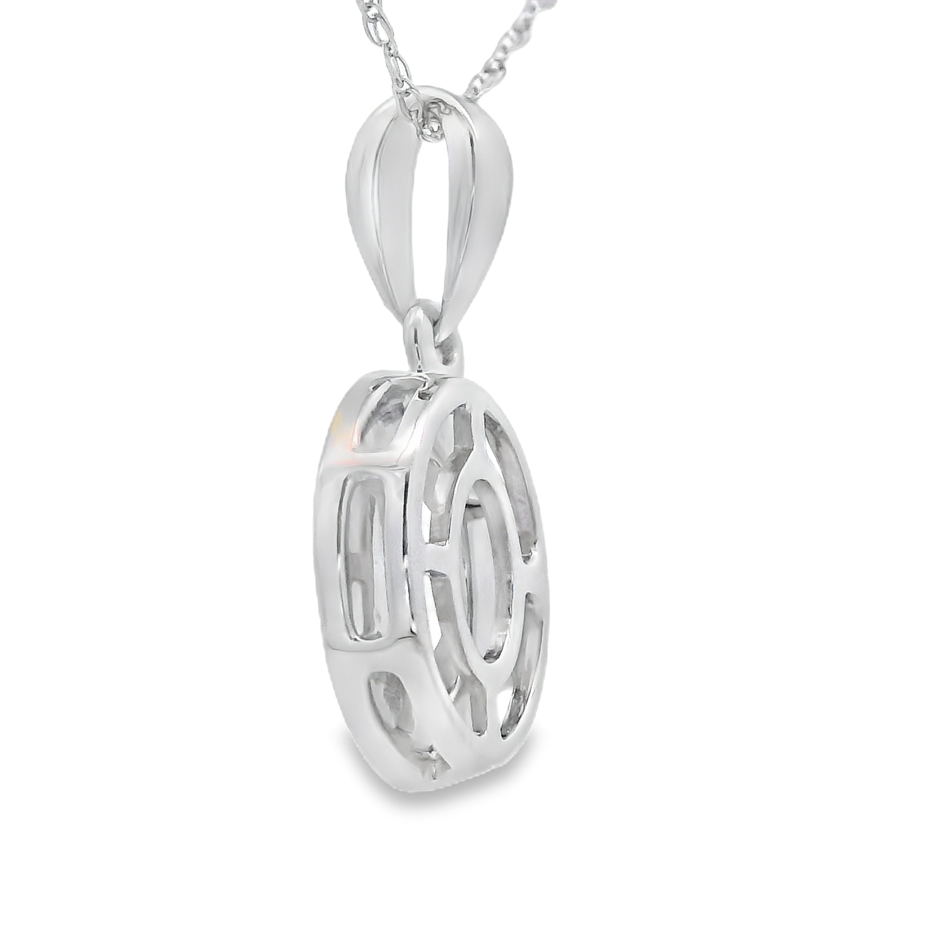 Rose Quartz Diamond Fashion Pendants 10KT White Gold by Bids.com