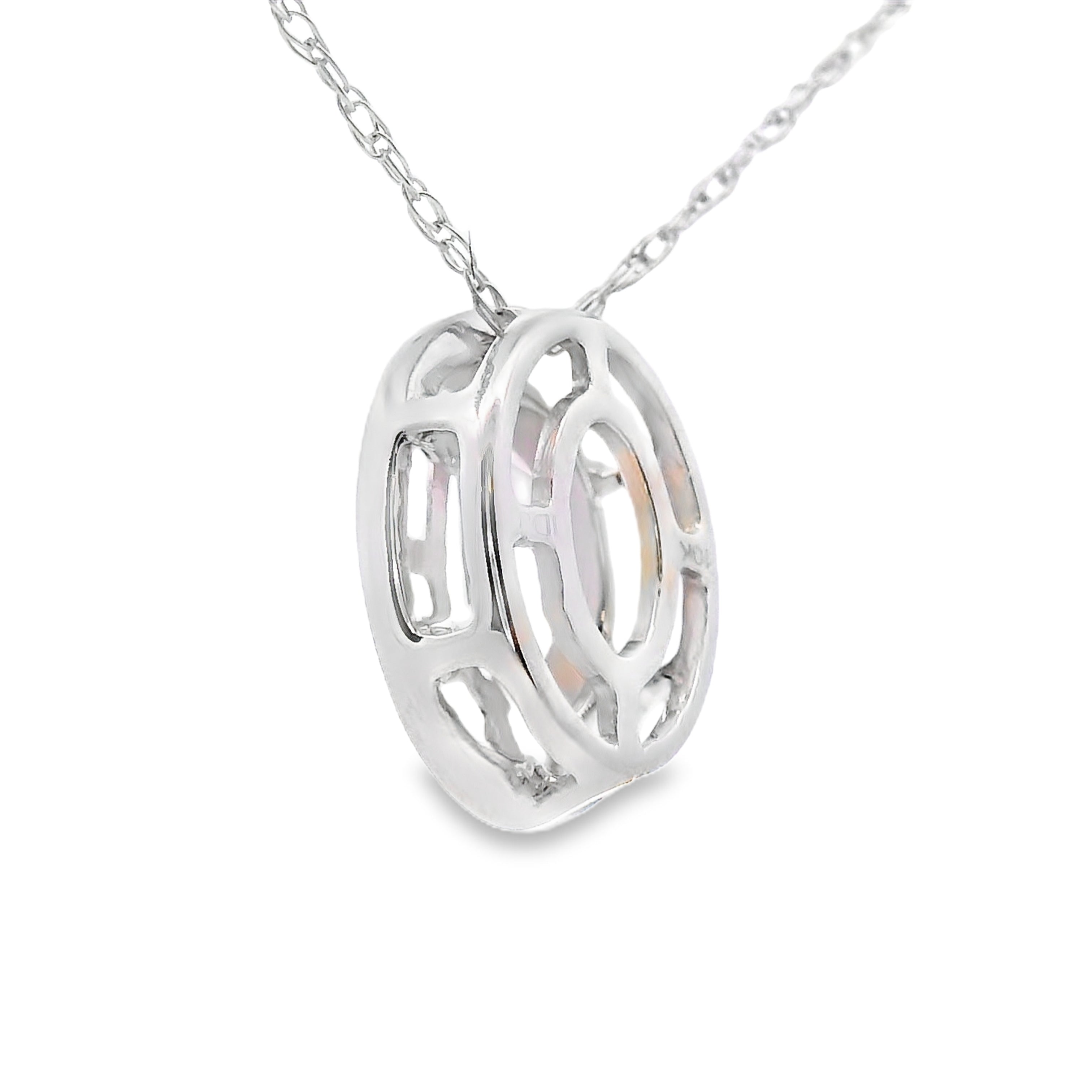 Rose Quartz Diamond Fashion Pendants 10KT White Gold by Bids.com