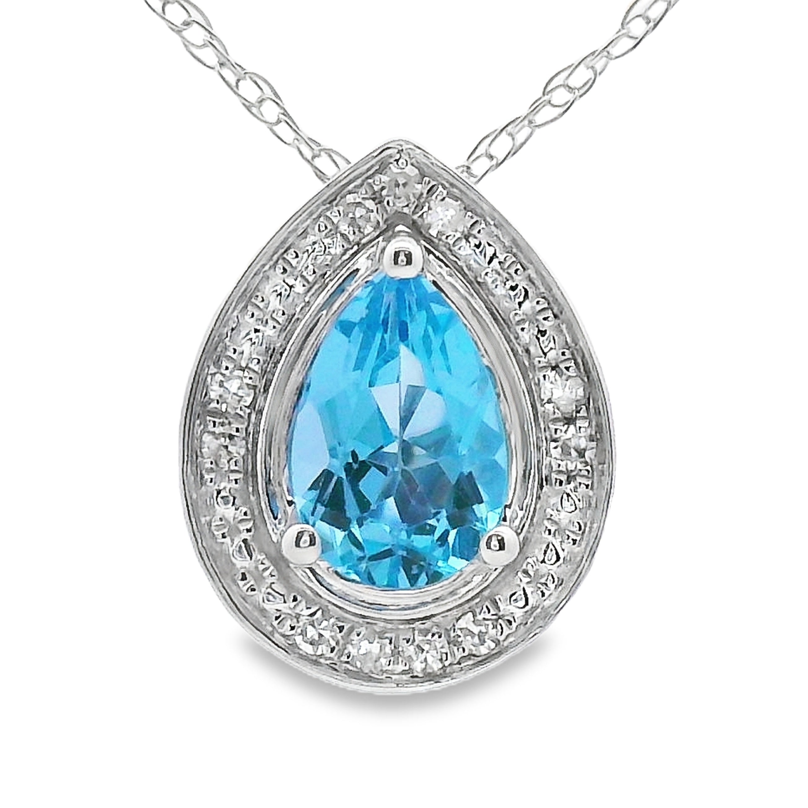 Blue Topaz Diamond Fashion Pendants 10KT White Gold by Bids.com