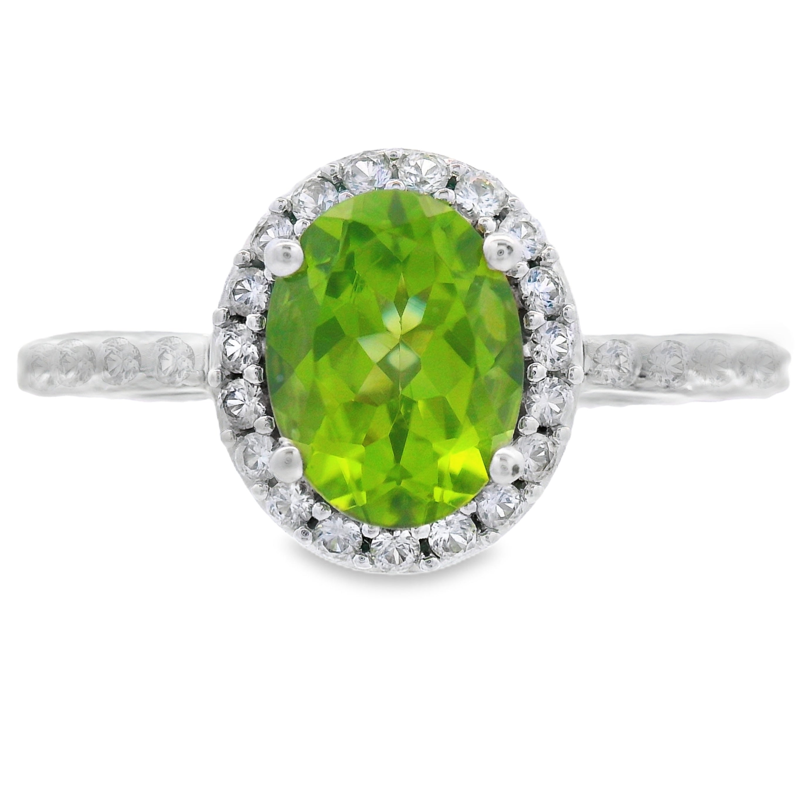 Natural Peridot Created Sapphire Ring Sterling Silver by Bids.com