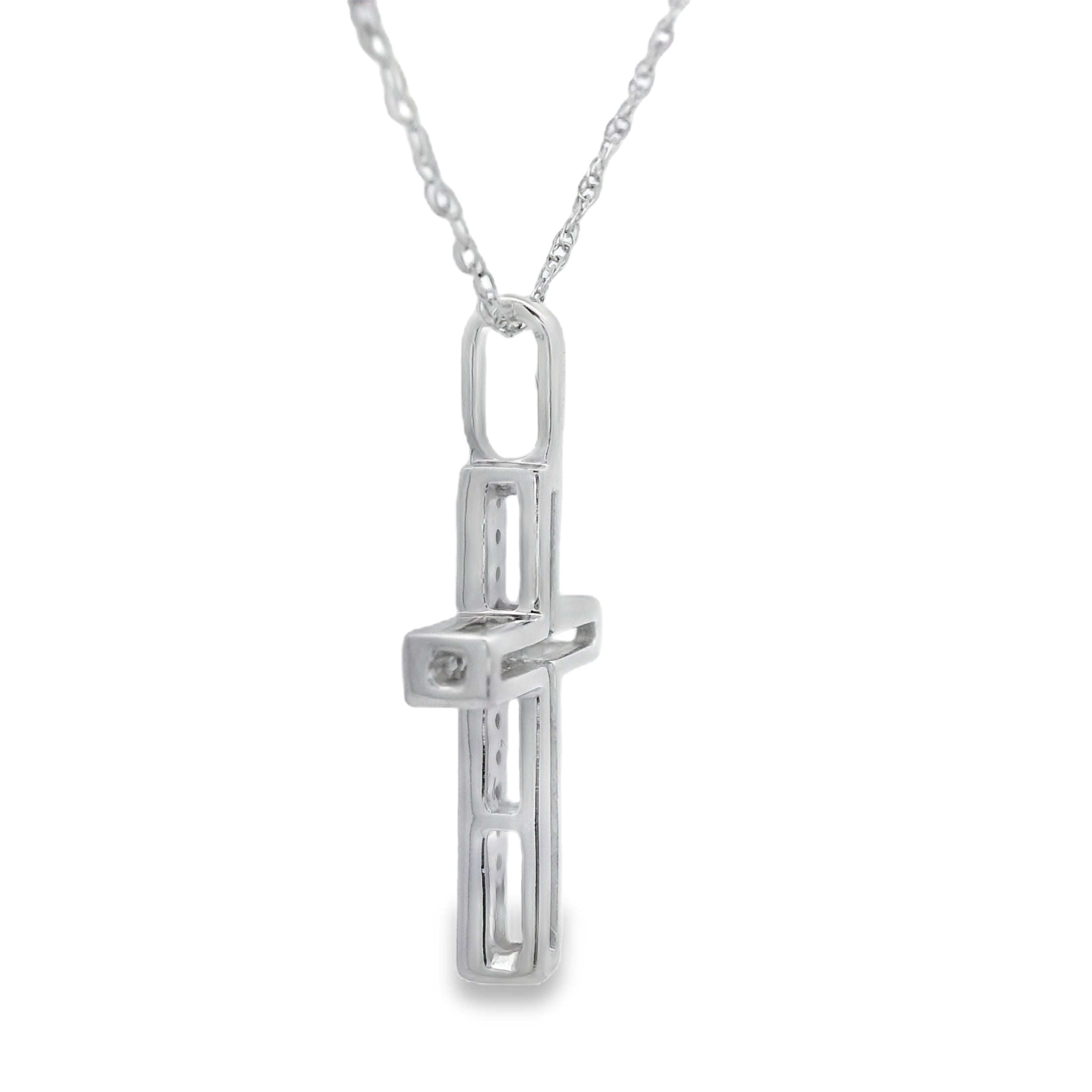 .08ct Diamond Cross Religious Pendant 14KT White Gold by Bids.com
