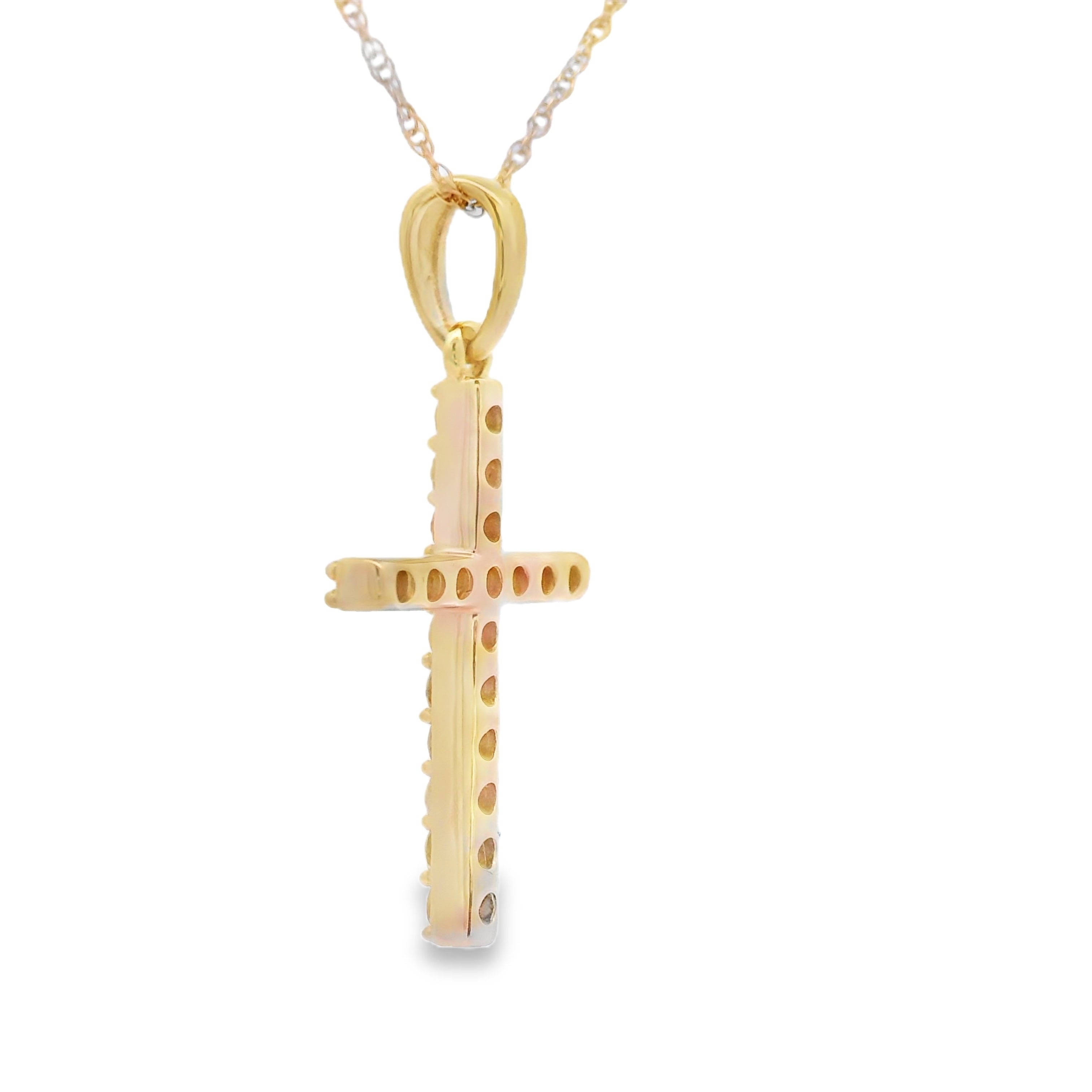 .25ct Diamond Cross Religious Pendant 14KT Yellow Gold by Bids.com