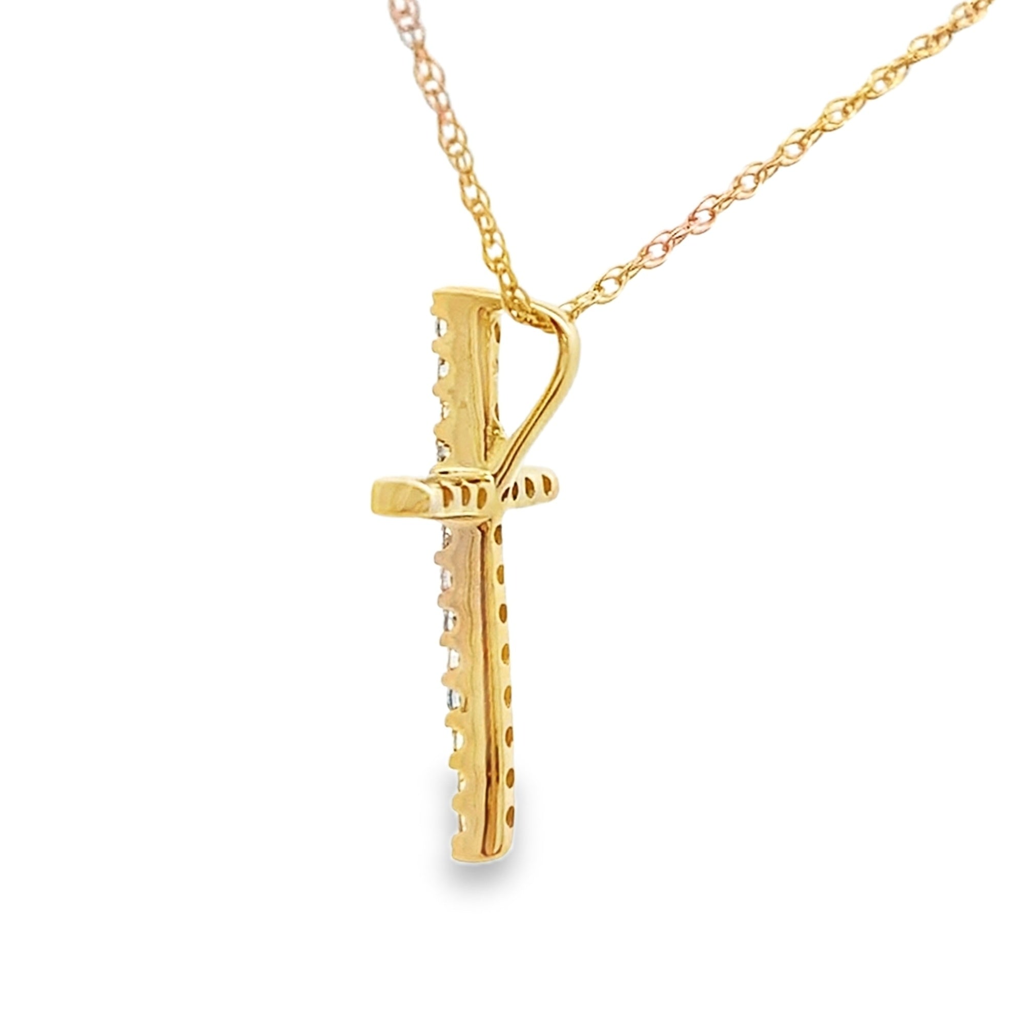 .10ct Diamond Cross Religious Pendant 14KT Yellow Gold by Bids.com