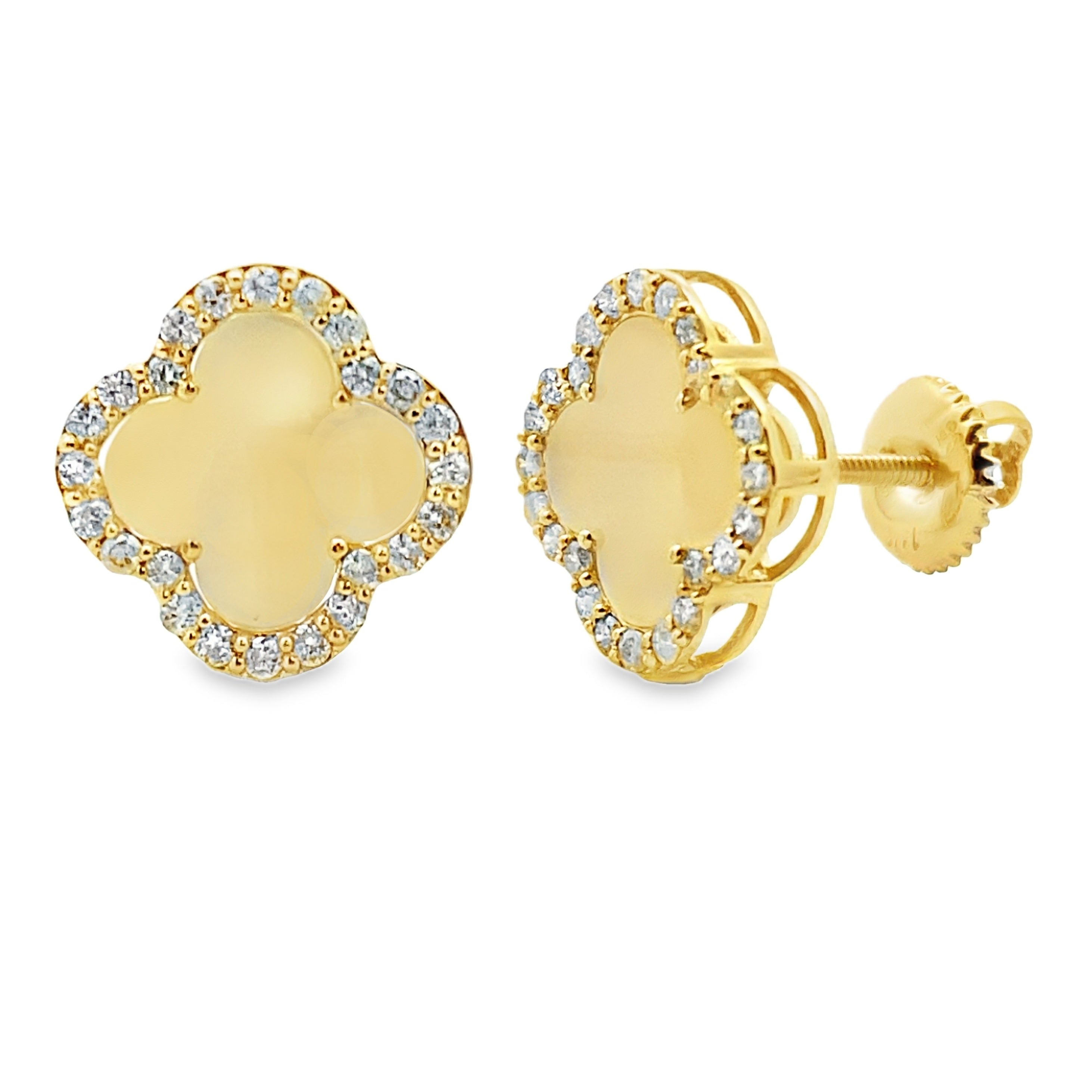 .40ct Mother of Pearl Diamond Earrings 14KT Yellow Gold by Bids.com