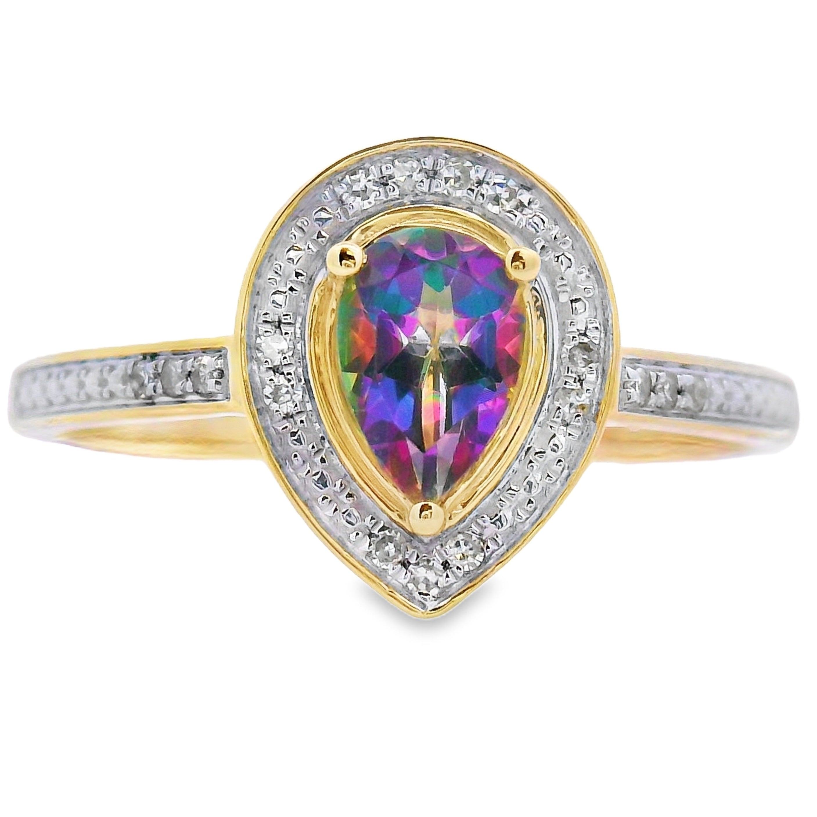 .50ct Mystic Fire Topaz Diamond Ring 10KT Yellow Gold by Bids.com
