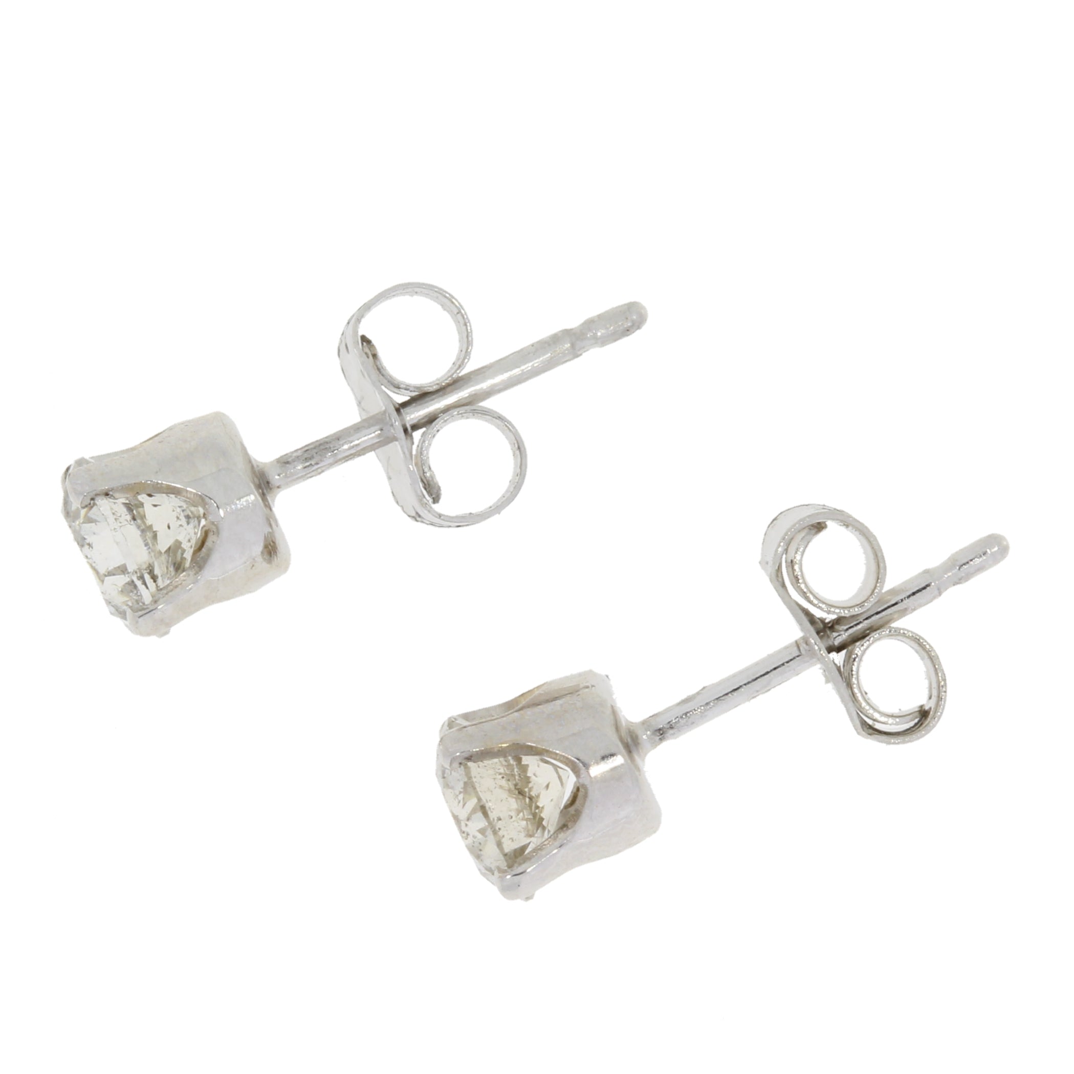 Natural .75ct Diamond Stud Earrings 14KT White Gold by Bids.com