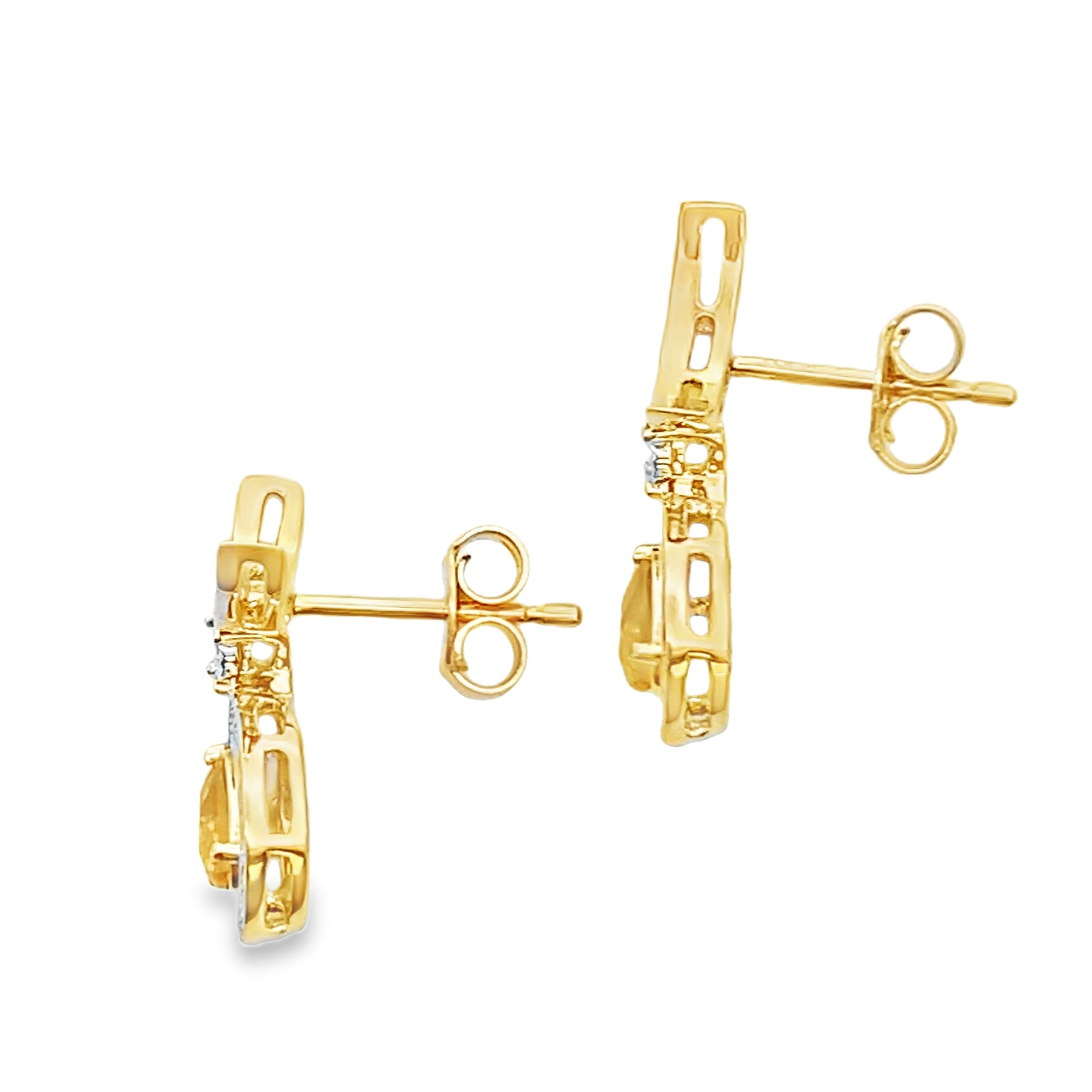 .48ct Citrine Diamond Dangle Earrings 10KT Yellow Gold by Bids.com