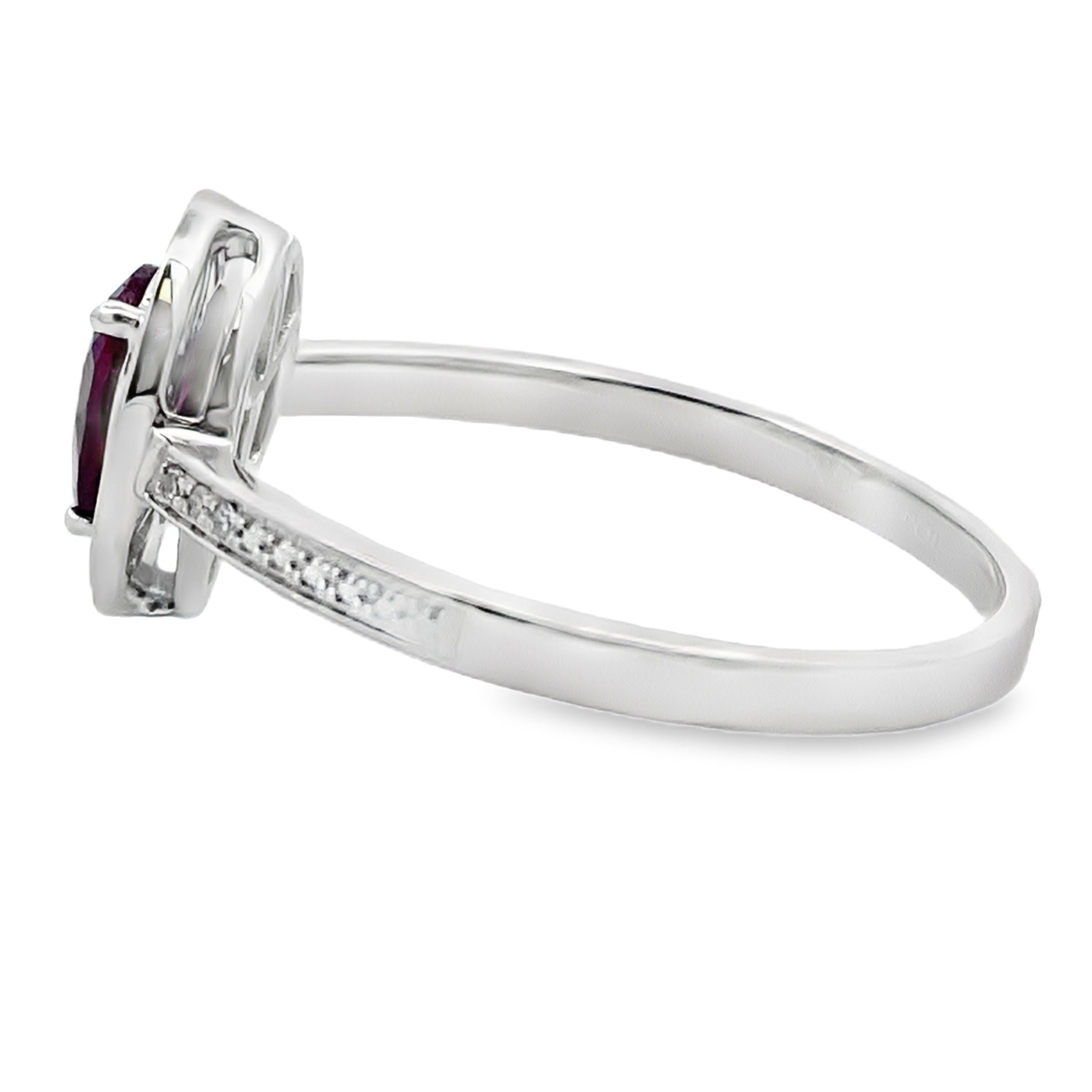 Natural .56ct Garnet Diamond Ring 10KT White Gold by Bids.com