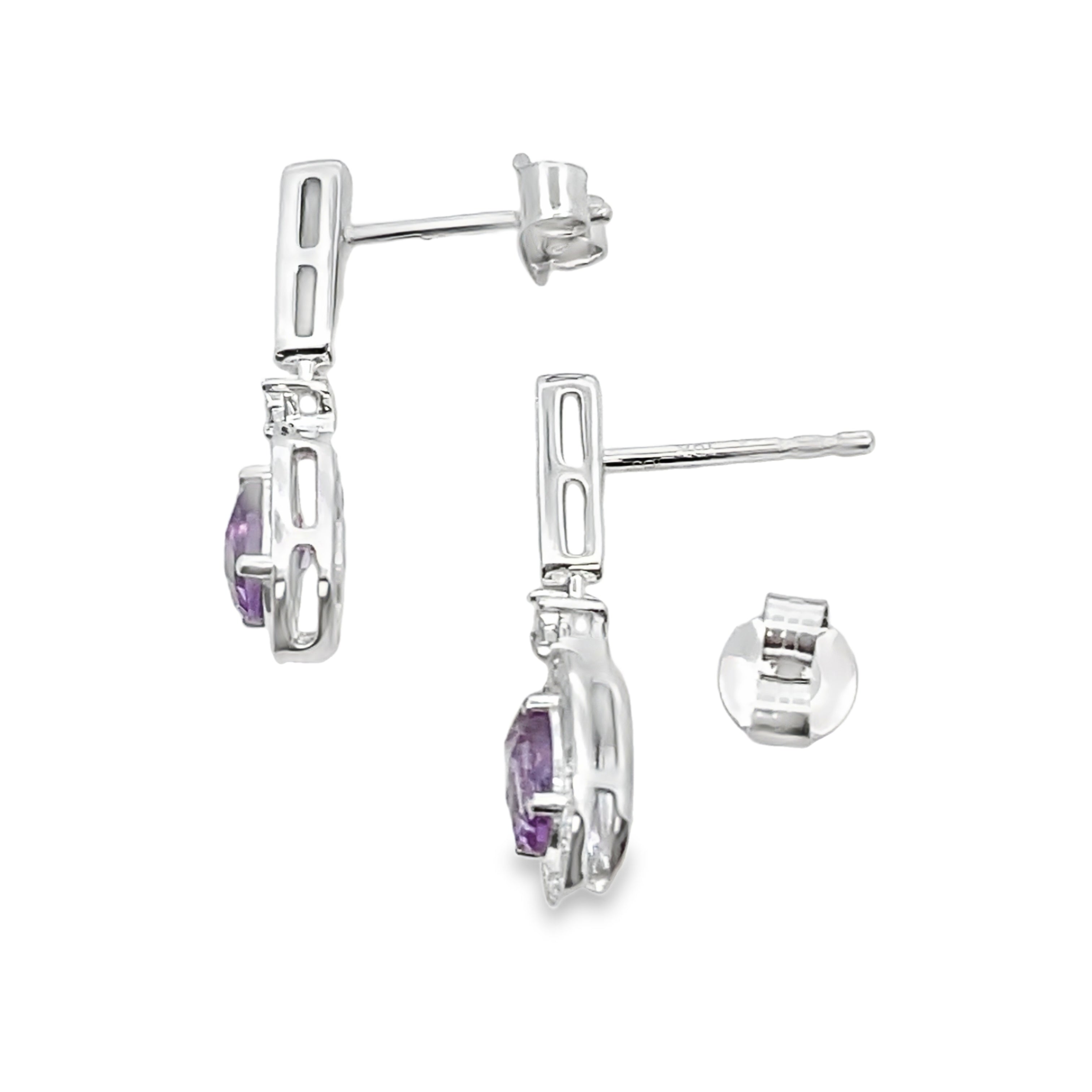 .93ct Amethyst Diamond Dangle Earrings 10KT White Gold by Bids.com