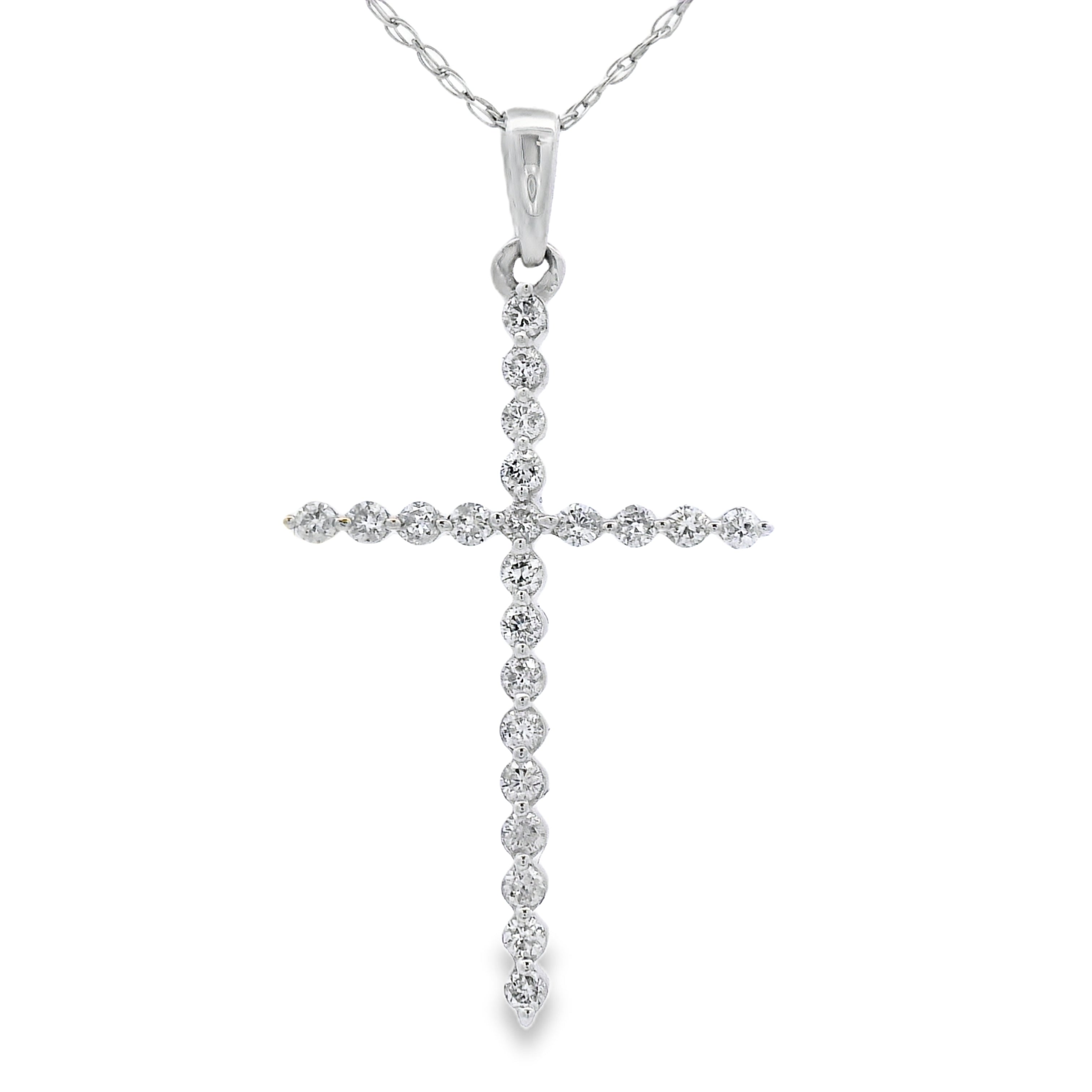 .21ct Diamond Cross Religious Pendant 14KT White Gold by Bids.com
