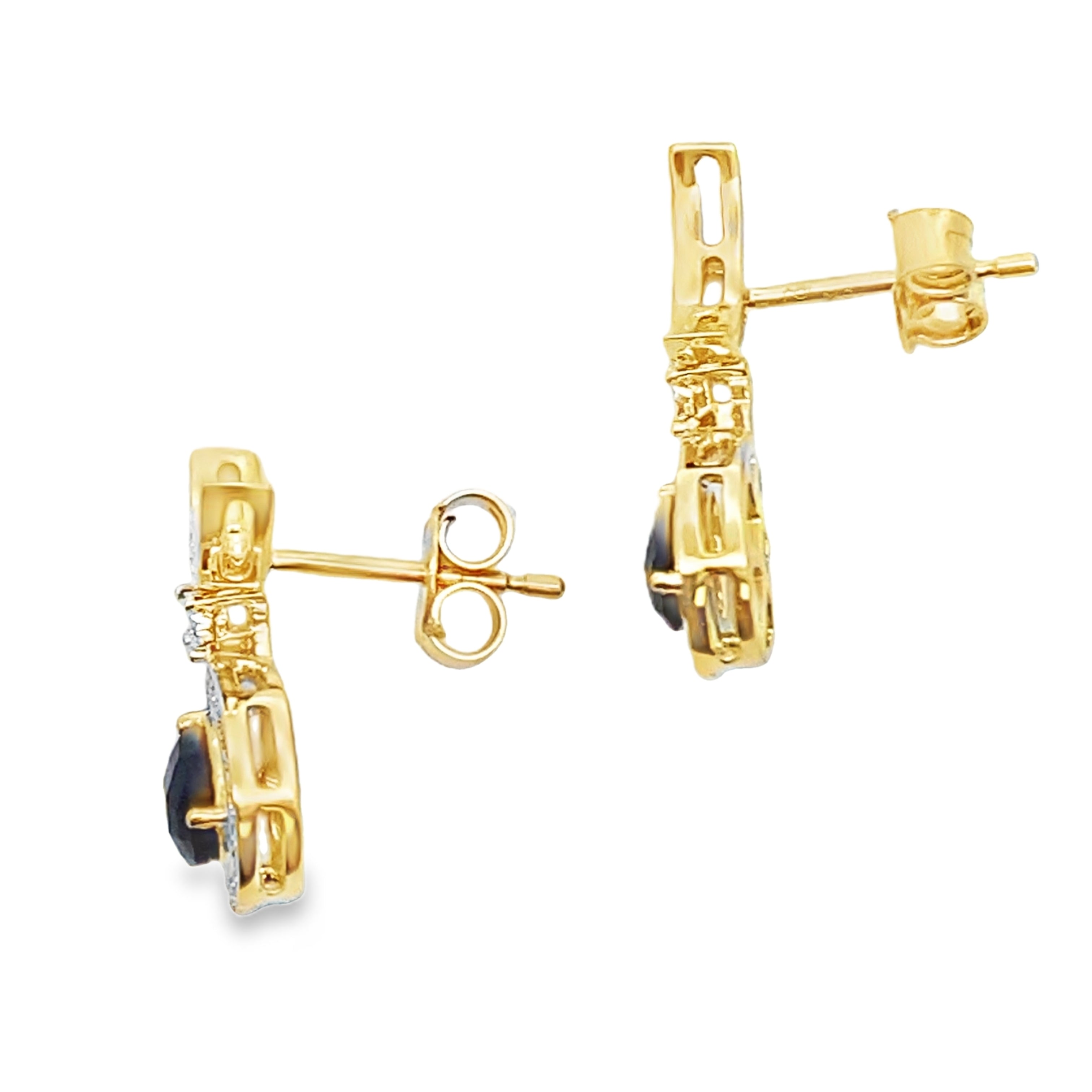 .55ct Onyx Diamond Dangle Earrings 10KT Yellow Gold by Bids.com