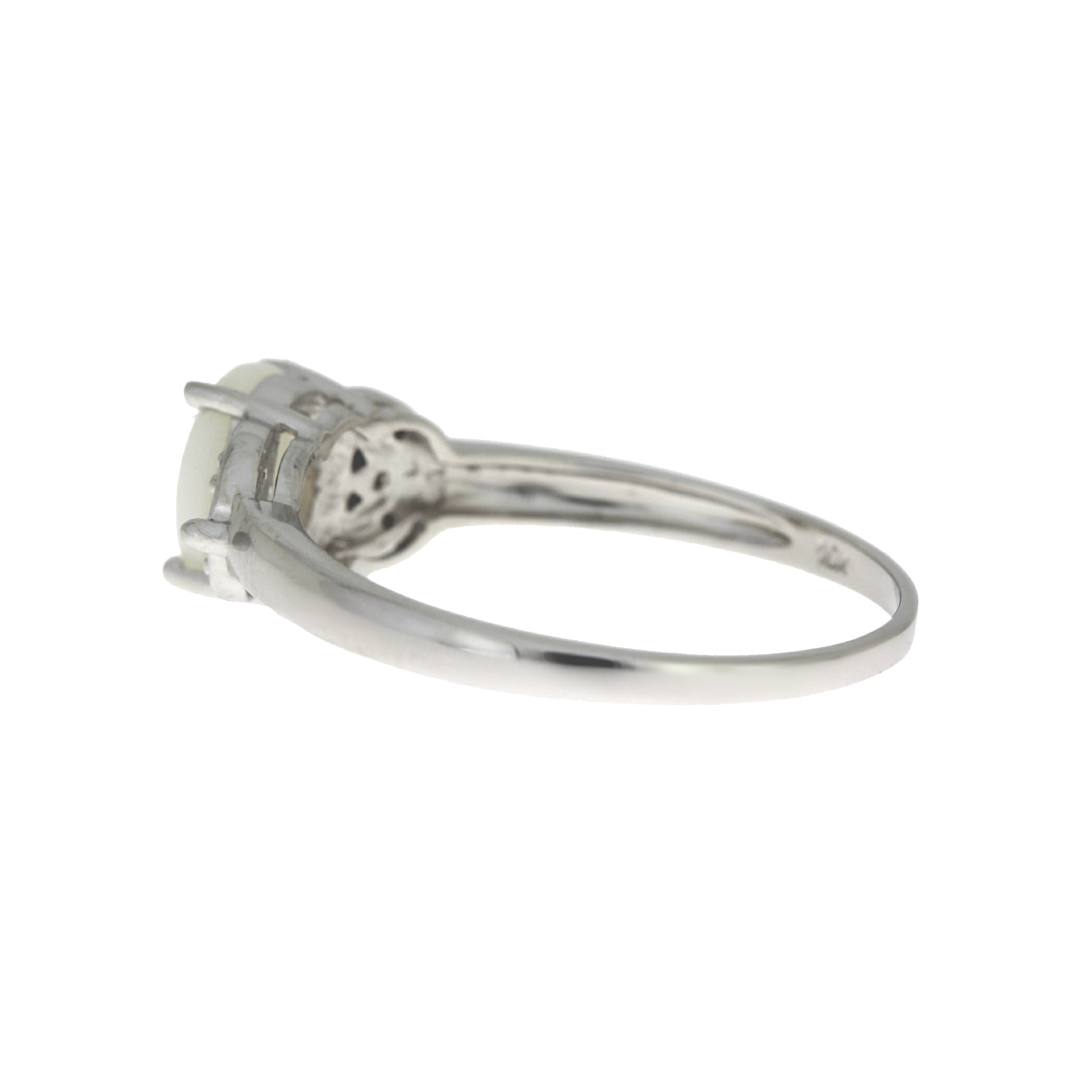Natural .01ct Opal Diamond Ring 10KT White Gold by Bids.com