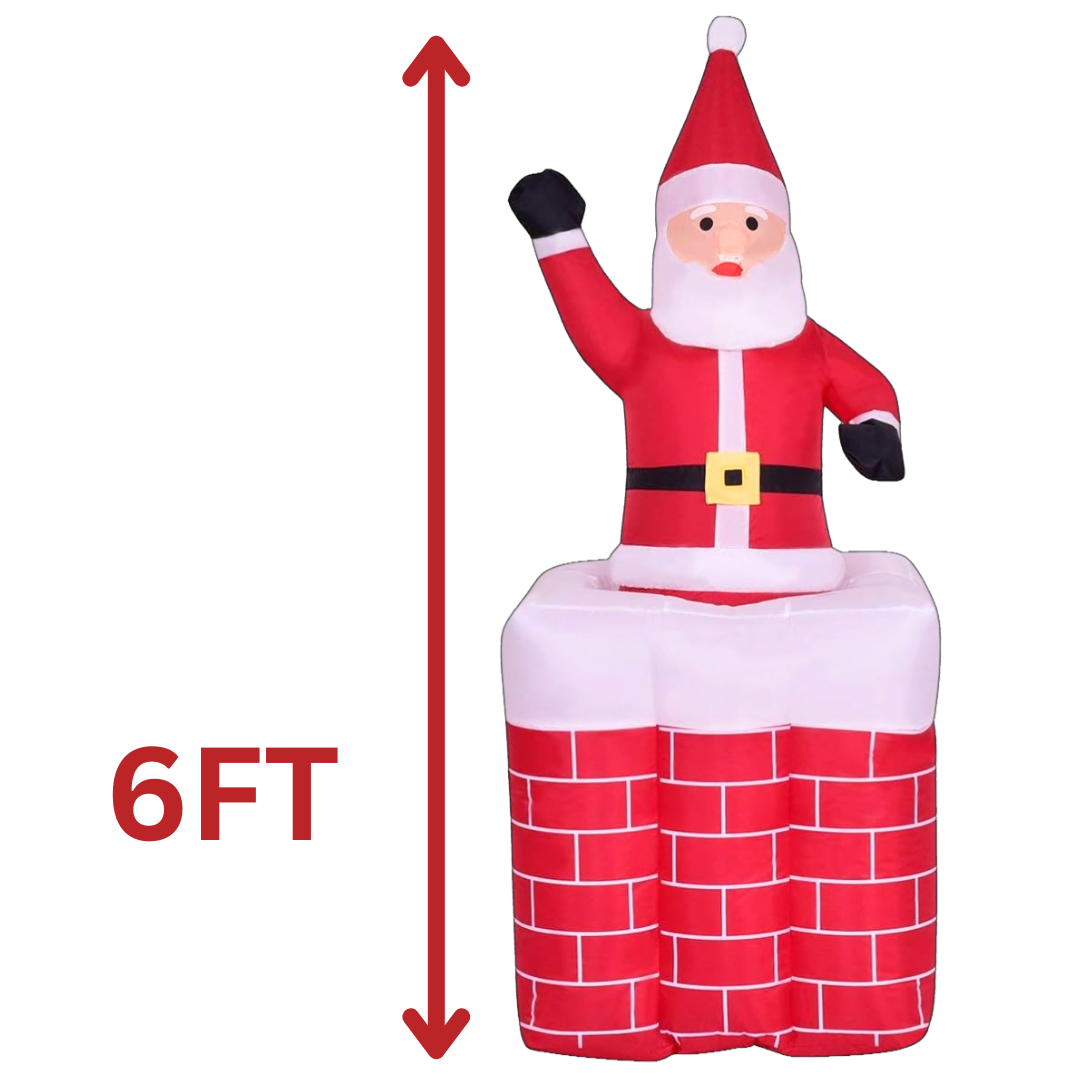6FT Inflatable Santa in Chimney AA2024-0138 by Farmacias Savia