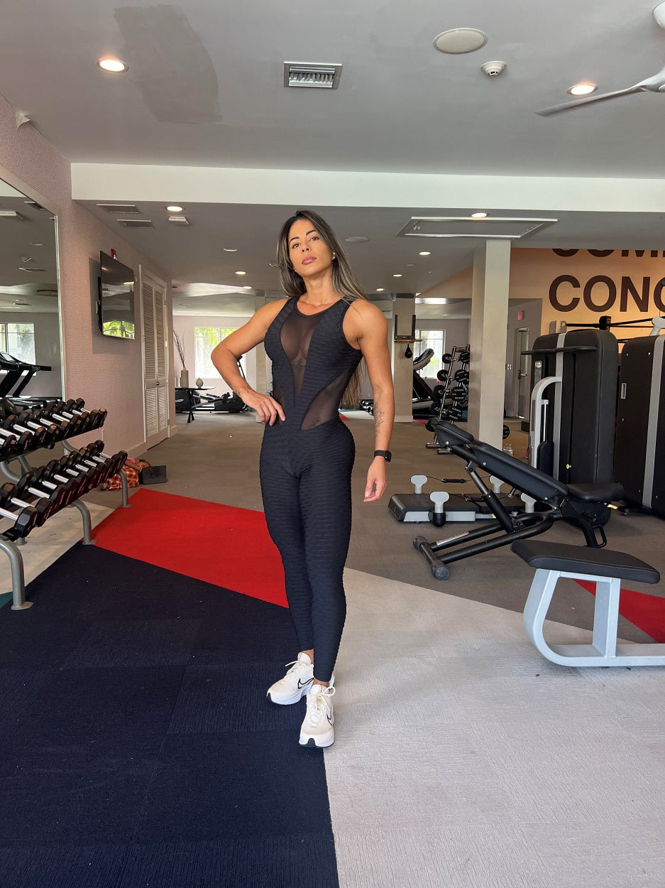 SCRUNCH BOOTY BLACK WAVE AND MASH SEXY JUMPSUIT by Iris Fitness Online