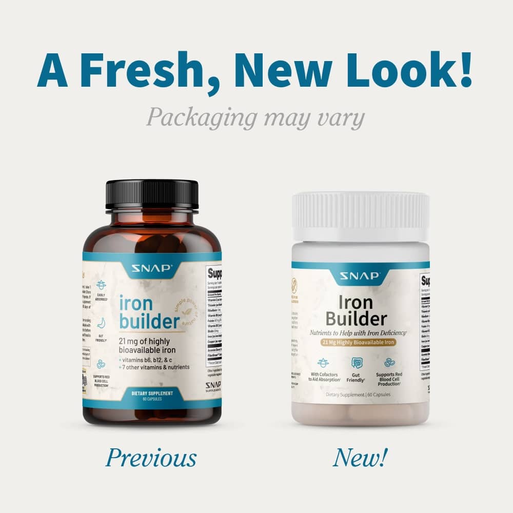 Iron Builder with Vitamins B & C Absorption Boosters by Snap Supplements