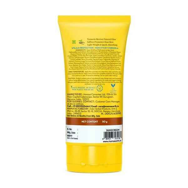 Mamaearth Ubtan Detan Sunscreen With Turmeric & Saffron For Sun Protection