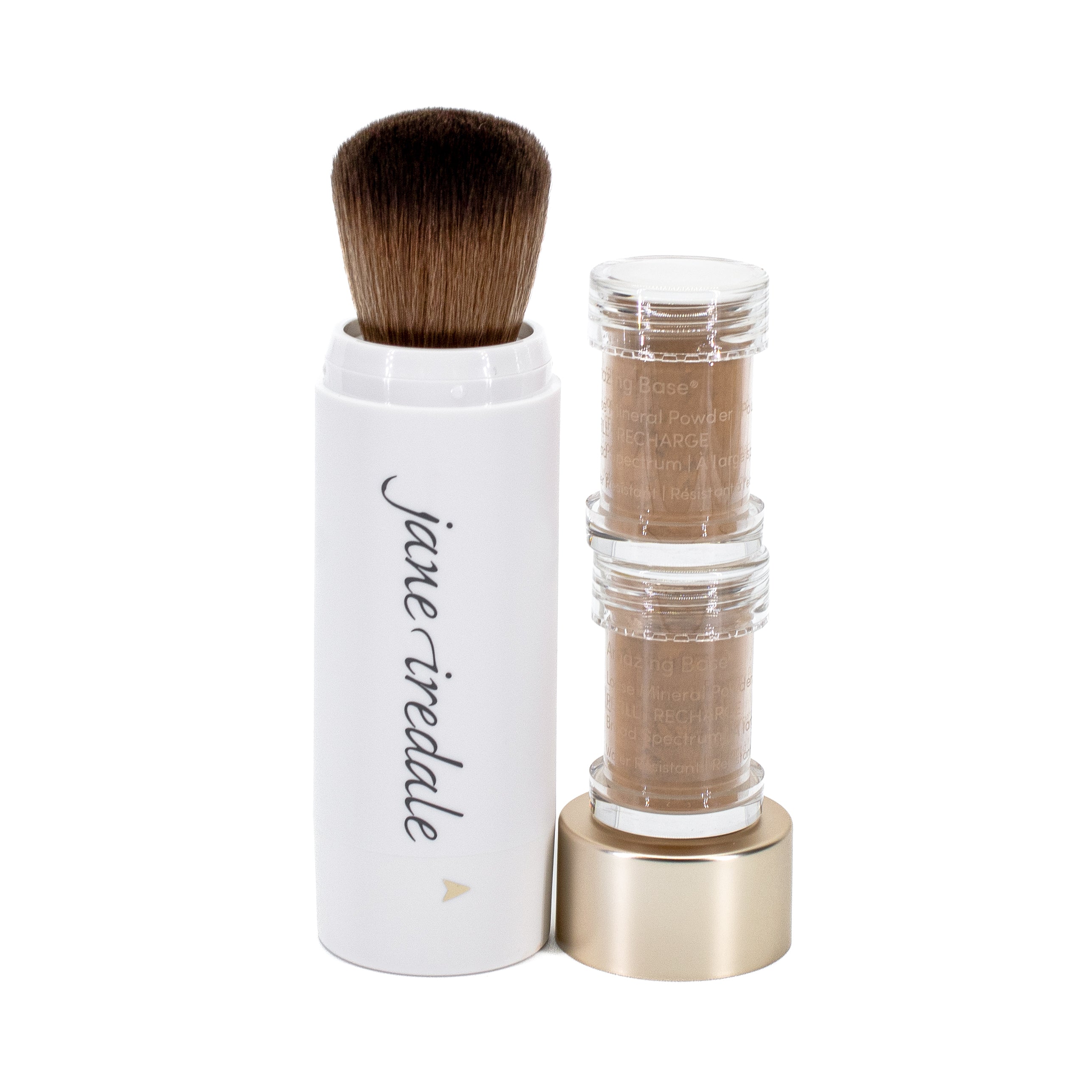 jane iredale Amazing Base Loose Mineral Powder Refillable Brush SPF15 WARM BROWN 0.18oz - New - DestGlow