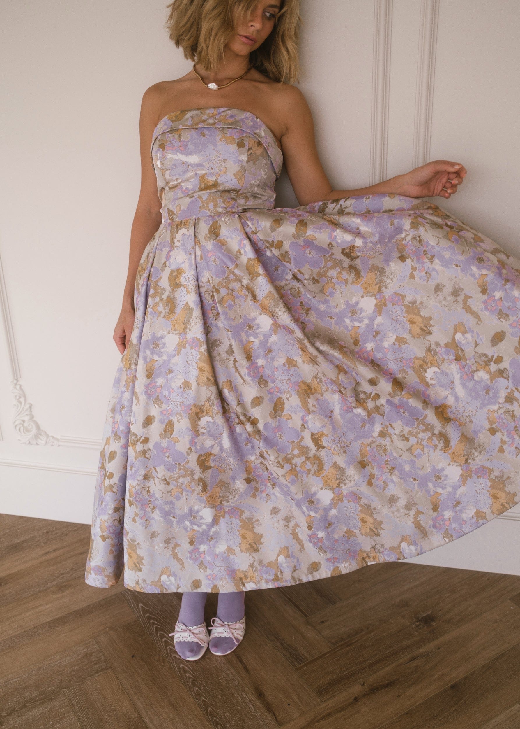 Anastelle Strapless Jacquard Dress by JessaKae