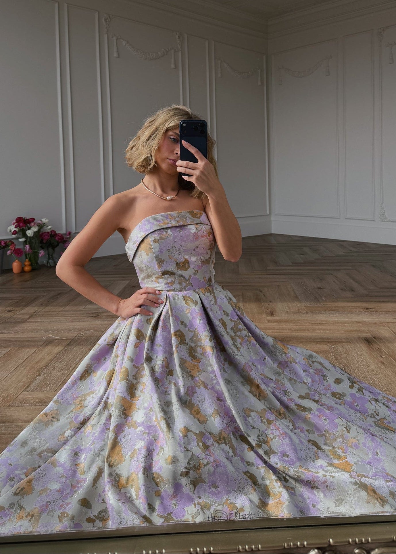 Anastelle Strapless Jacquard Dress by JessaKae