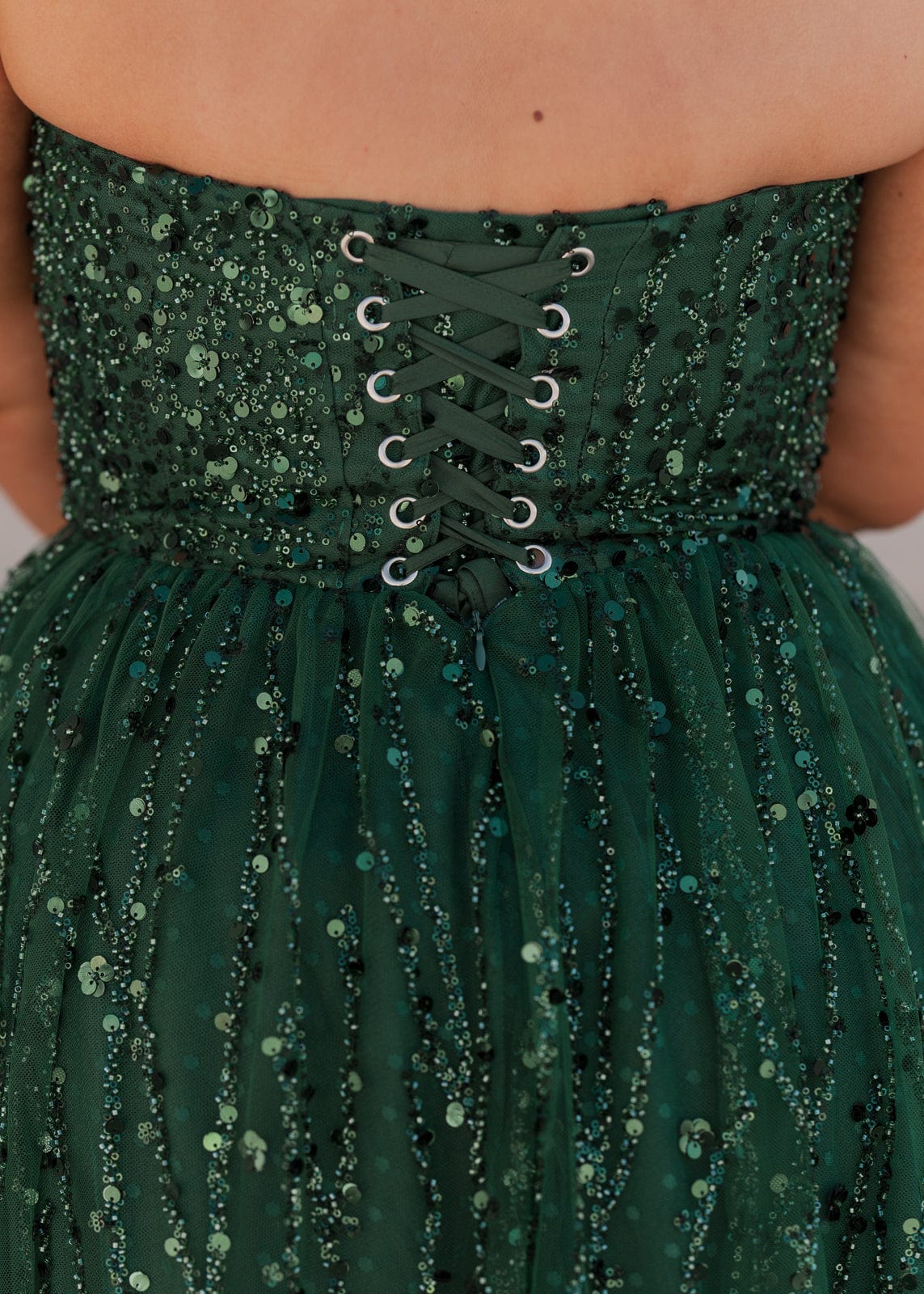 Elphie Strapless Sequin Corset Midi Dress - Green by JessaKae