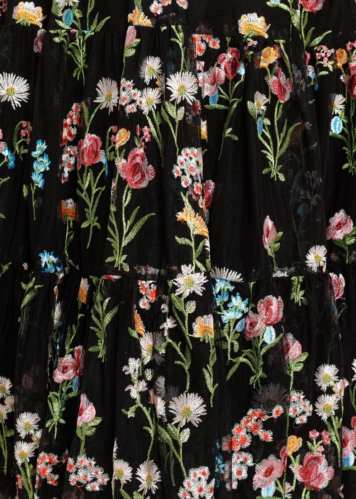 Margaret Floral Embroidered Midi Dress Black by JessaKae