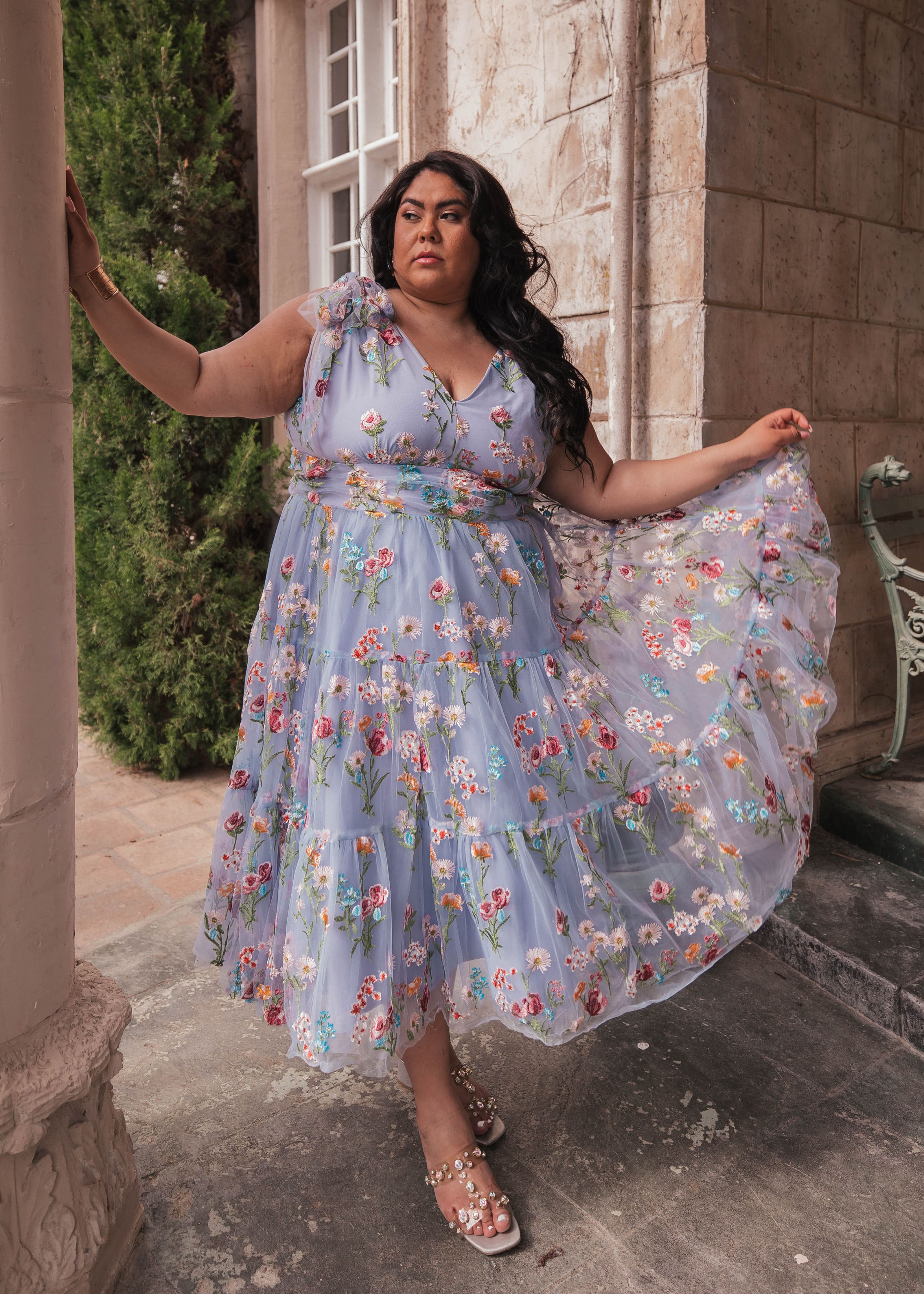 Margaret Floral Midi Dress Blue by JessaKae