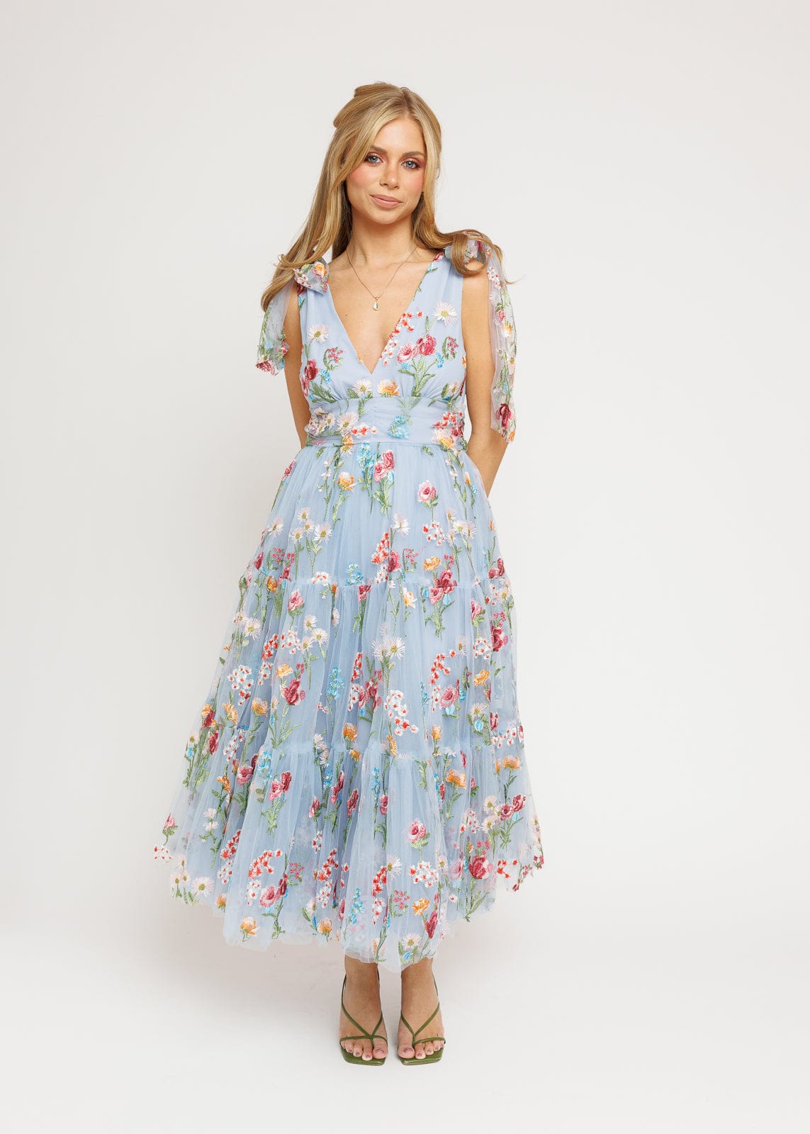 Margaret Floral Midi Dress Blue by JessaKae