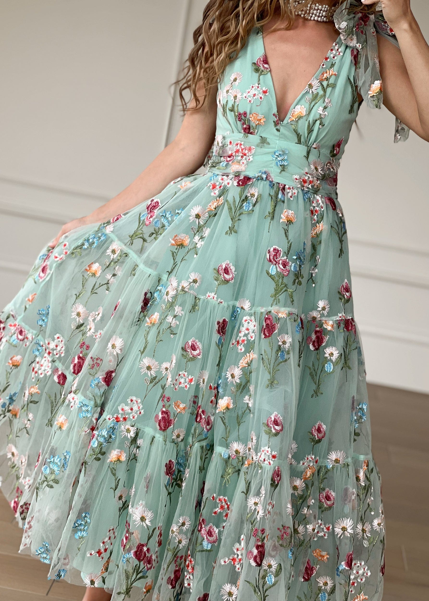 Margaret Floral Midi Dress Green by JessaKae