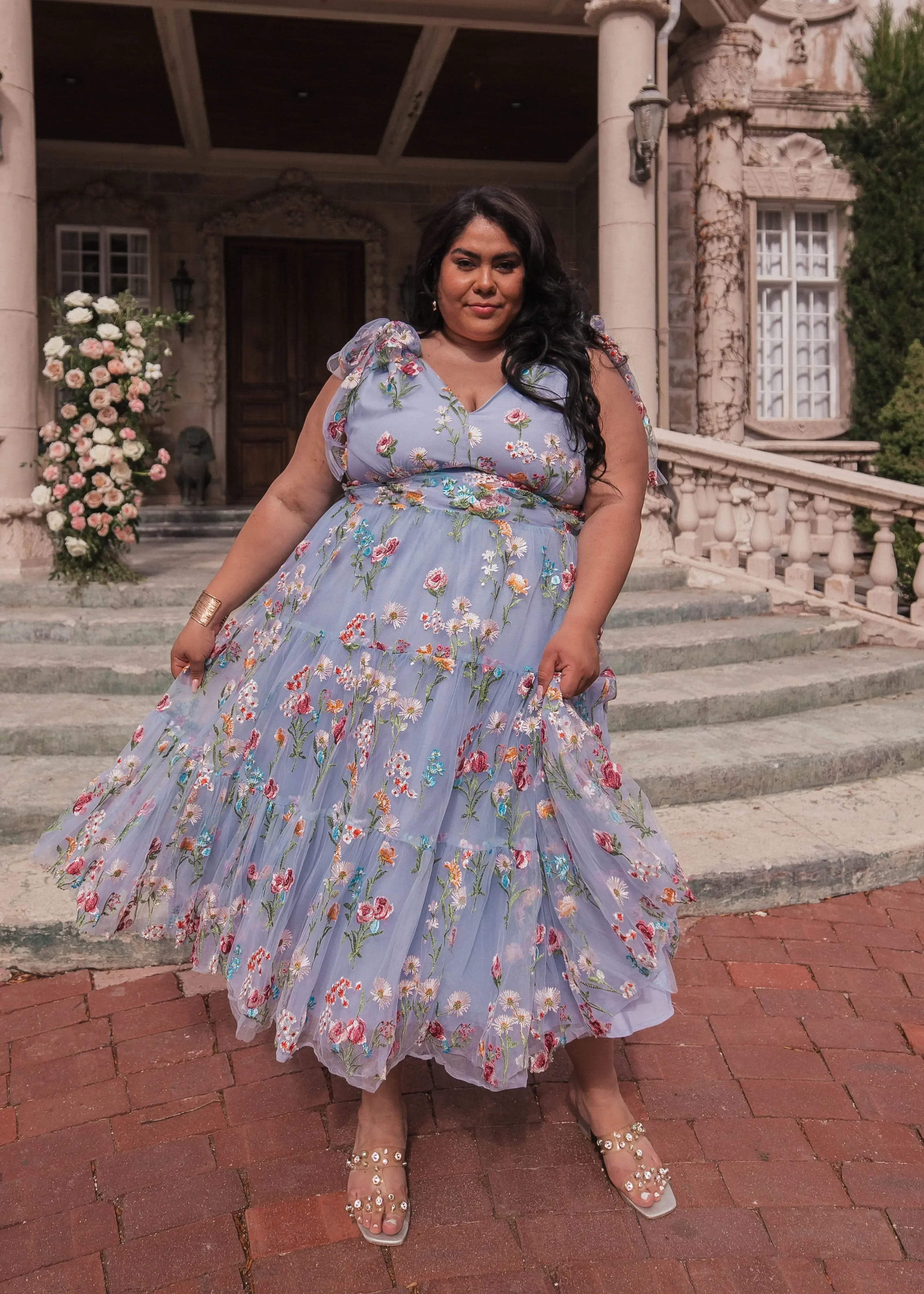 Margaret Floral Midi Dress Blue by JessaKae
