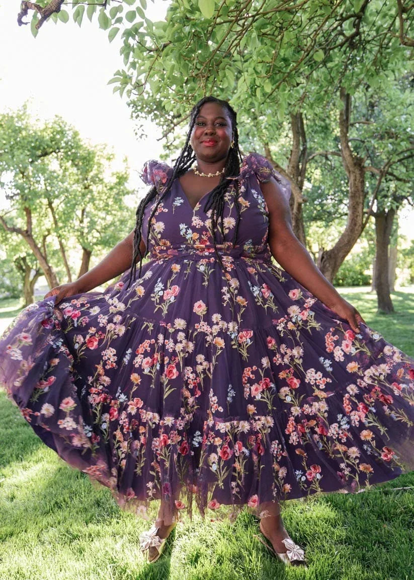 Margaret Floral Midi Dress Purple by JessaKae