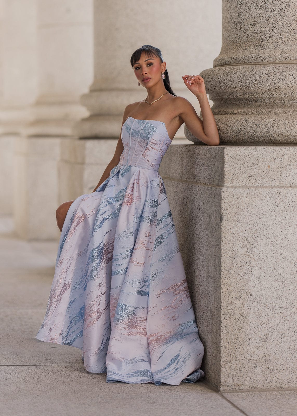 Nessa Metallic Dress - Blue by JessaKae
