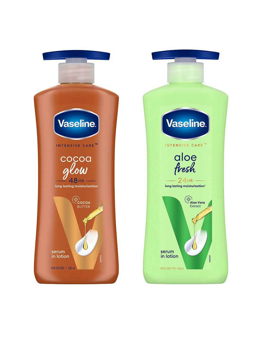 Vaseline Intensive Care Cocoa Glow & Aloe Fresh Body Lotions Combo
